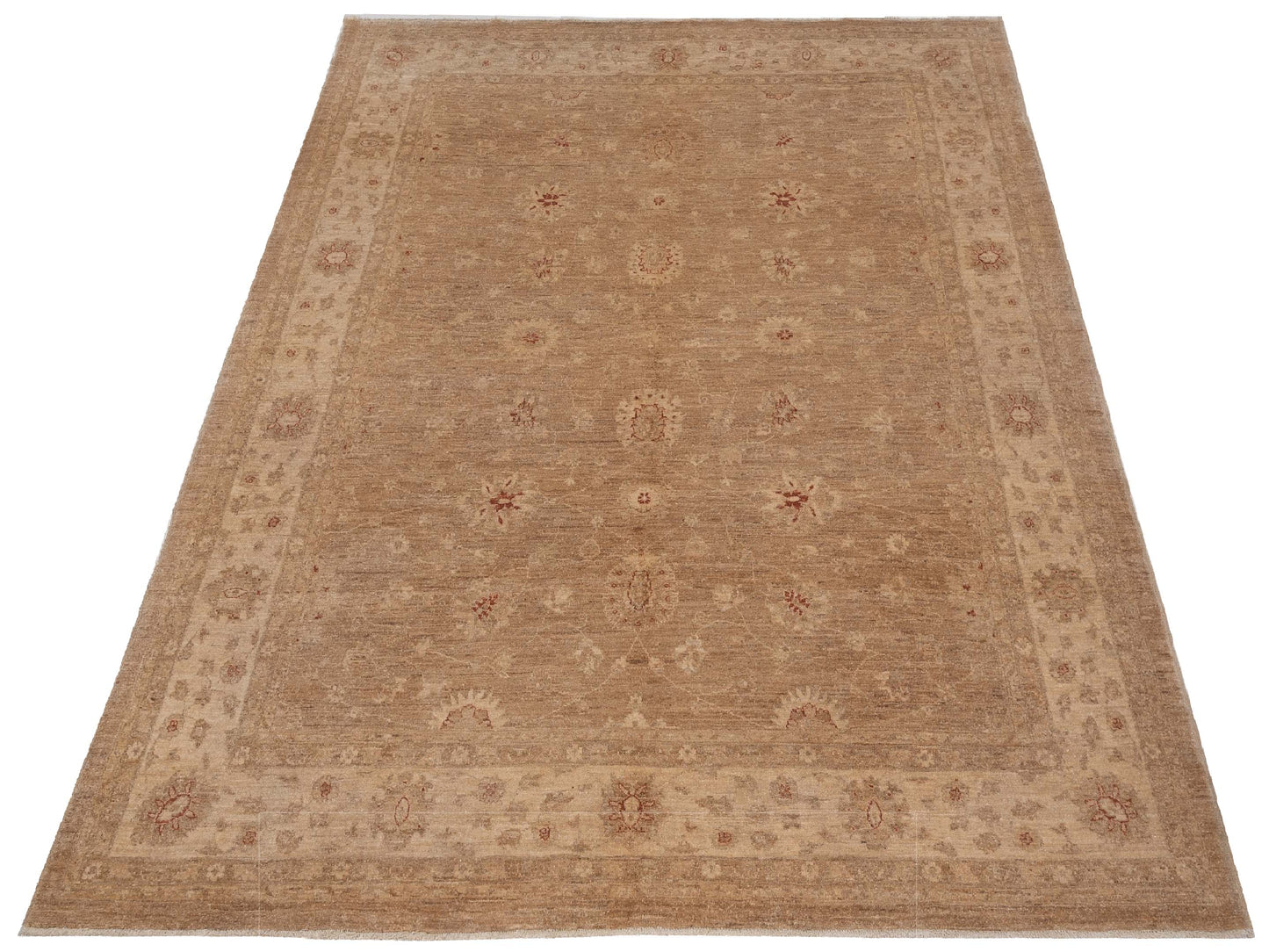 Sabira Brown Ivory 8.1x9.7 Hand Knotted Rug