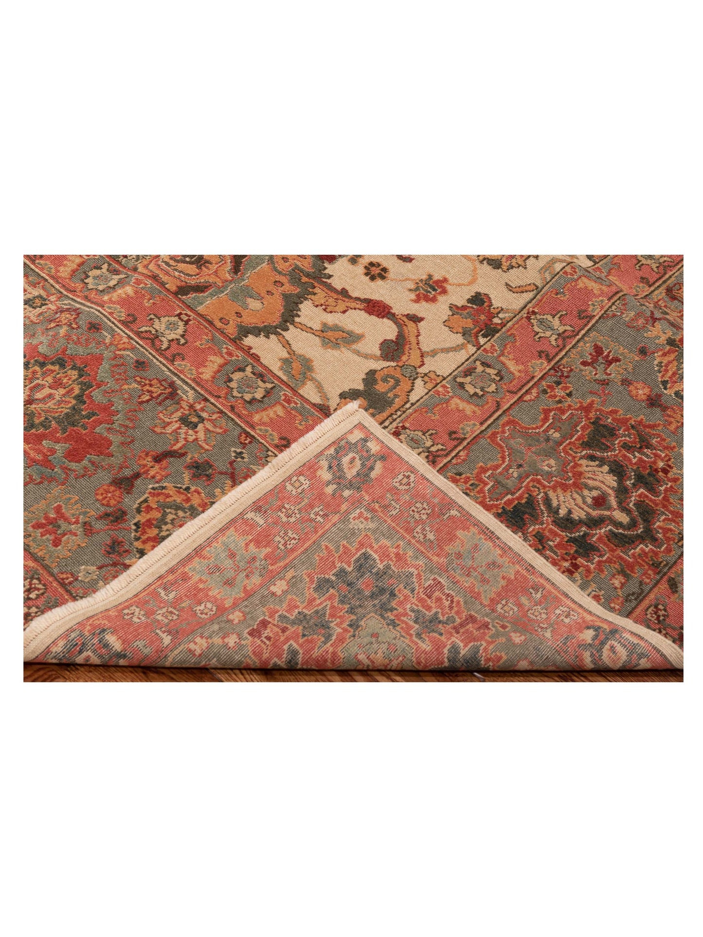 Antiqua Loom Beige Green 9.4x12.9 Hand Knotted Rug