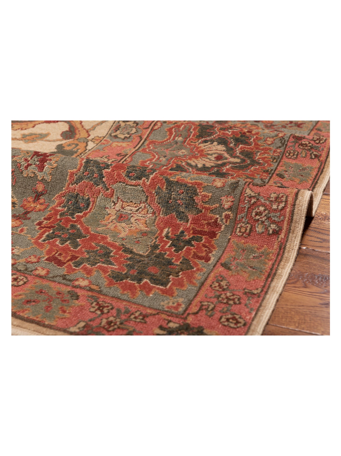 Antiqua Loom Beige Green 9.4x12.9 Hand Knotted Rug