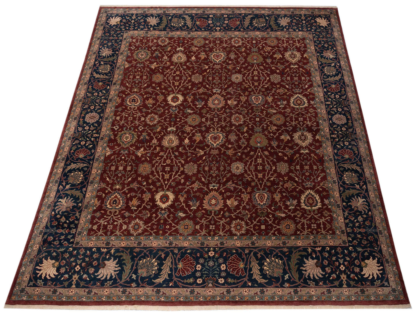Antiqua Loom Red Navy 14.2x14.3 Hand Knotted Rug