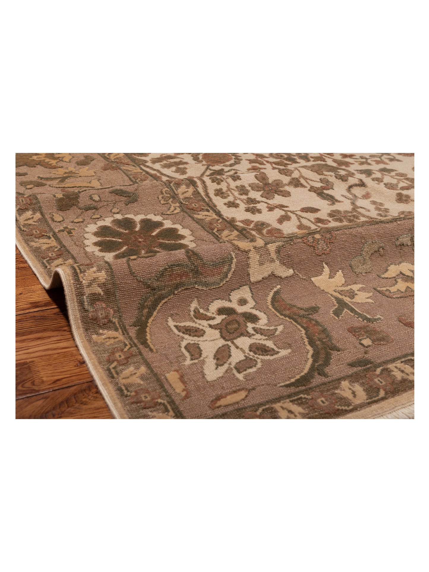 Antiqua Loom Ivory Brown 9.1x12.5 Hand Knotted Rug