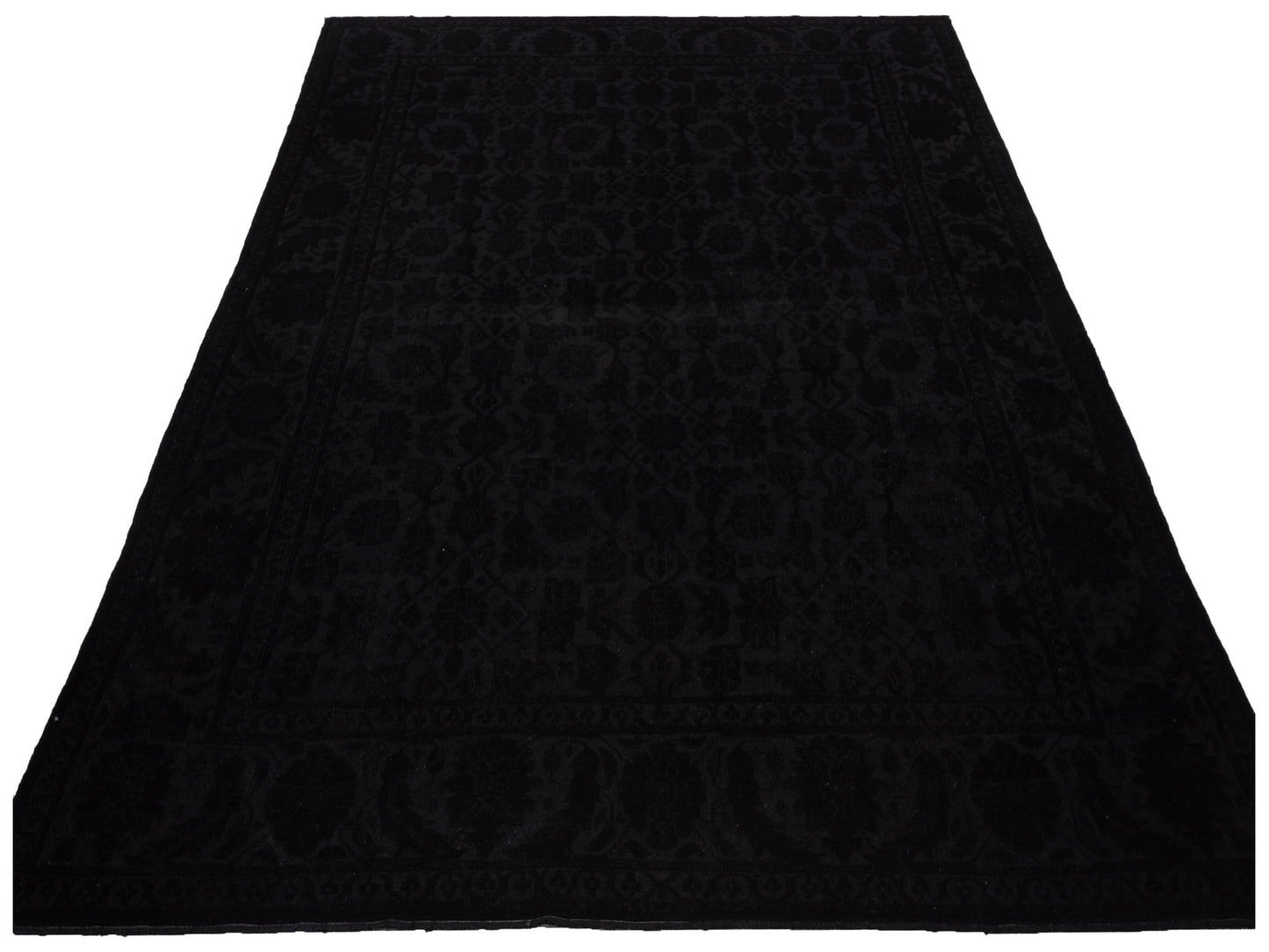 Vintage Black 9.3x12.3 Hand Knotted Rug