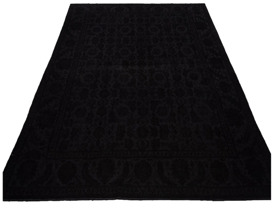 Vintage Black 9.3x12.3 Hand Knotted Rug
