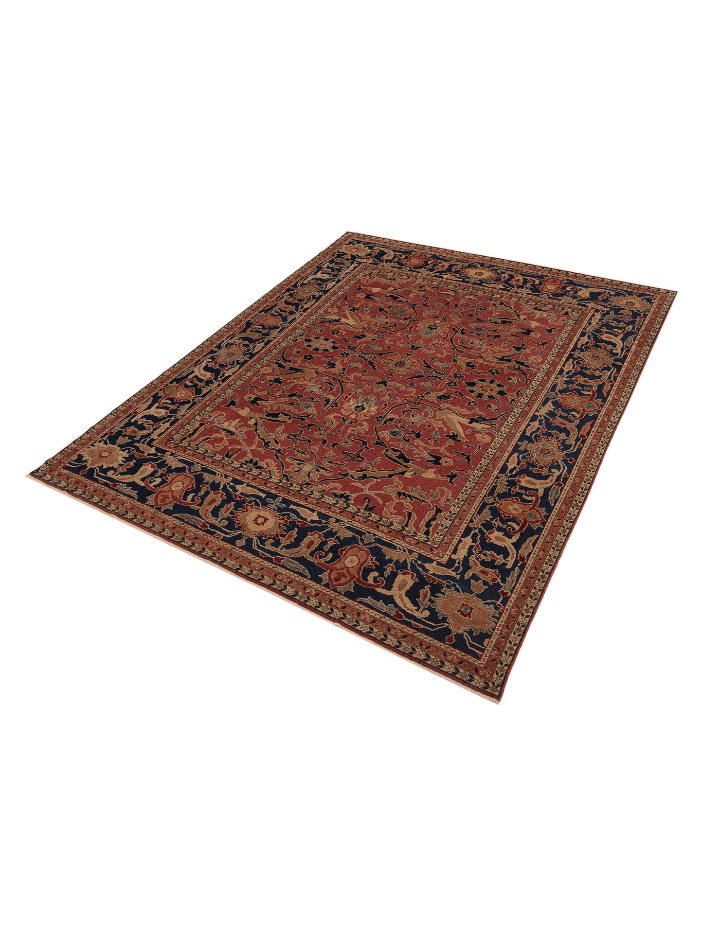 Antiqua Loom Rust Navy 9.3x11.7 Hand Knotted Rug