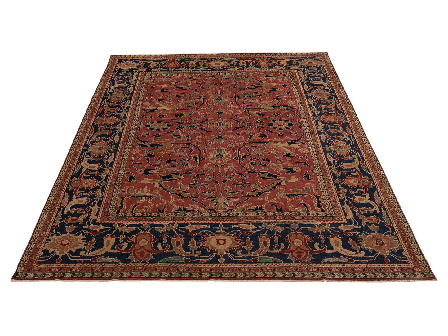 Antiqua Loom Rust Navy 9.3x11.7 Hand Knotted Rug