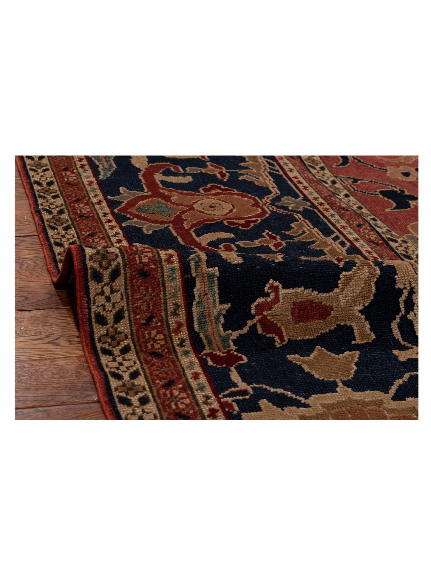 Antiqua Loom Rust Navy 9.3x11.7 Hand Knotted Rug