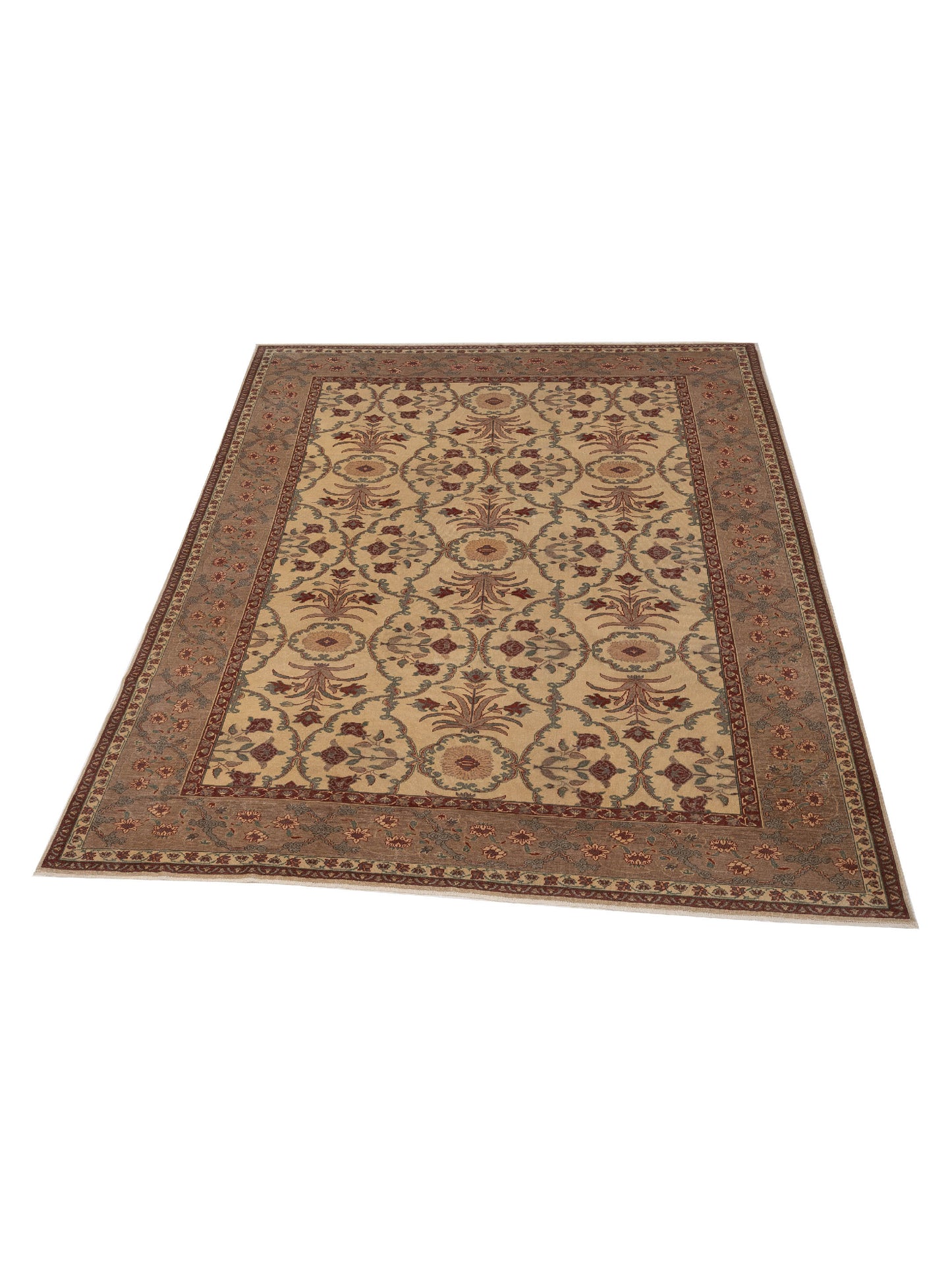 Antiqua Loom Ivory Brown 9.4x11.9 Hand Knotted Rug