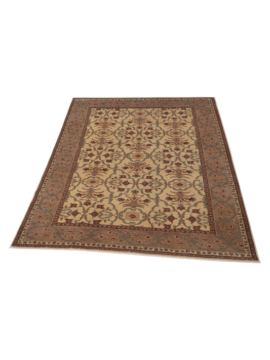Antiqua Loom Ivory Brown 9.4x11.9 Hand Knotted Rug