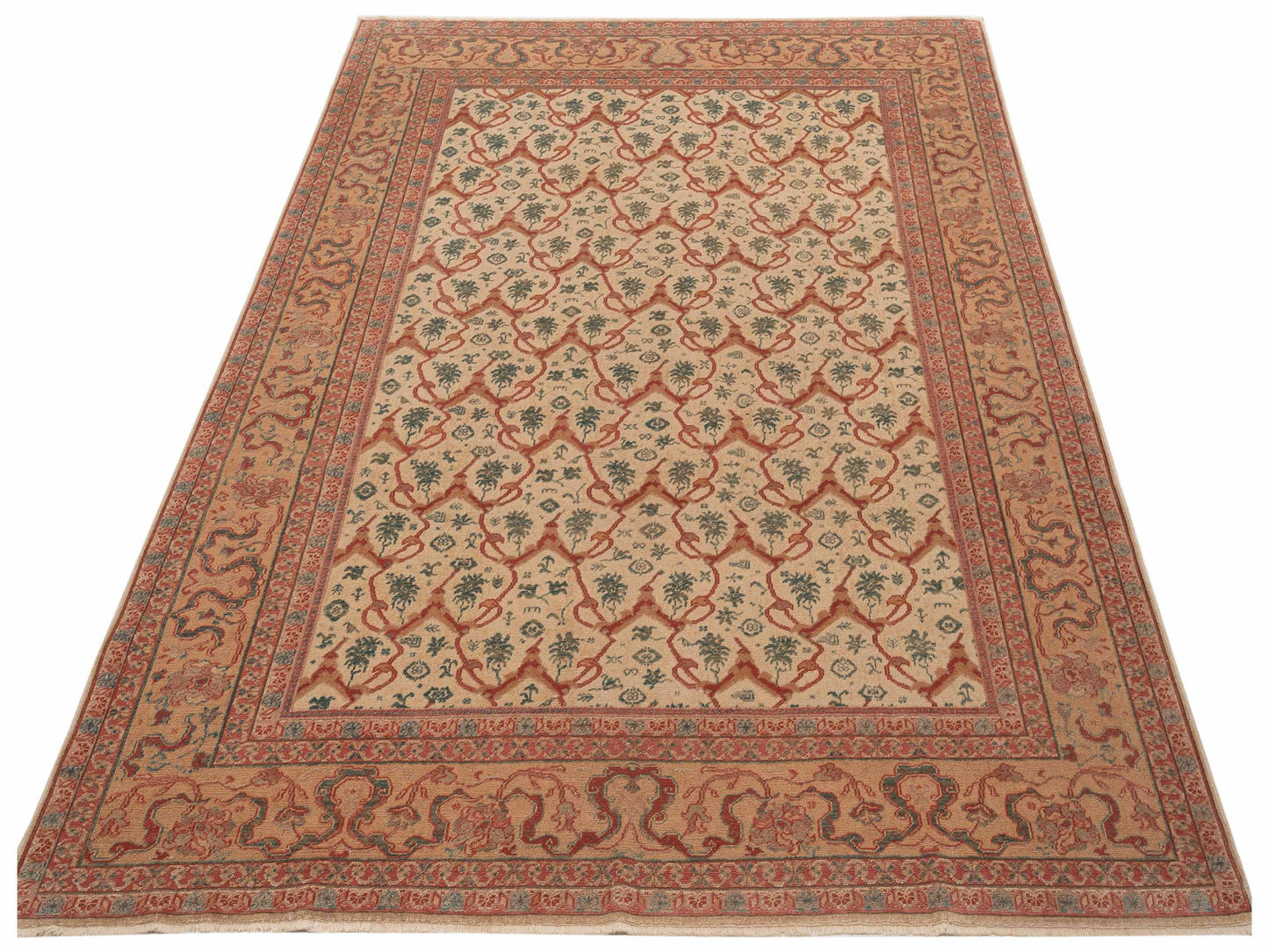 Antiqua Loom Beige Gold 8.2x9.11 Hand Knotted Rug