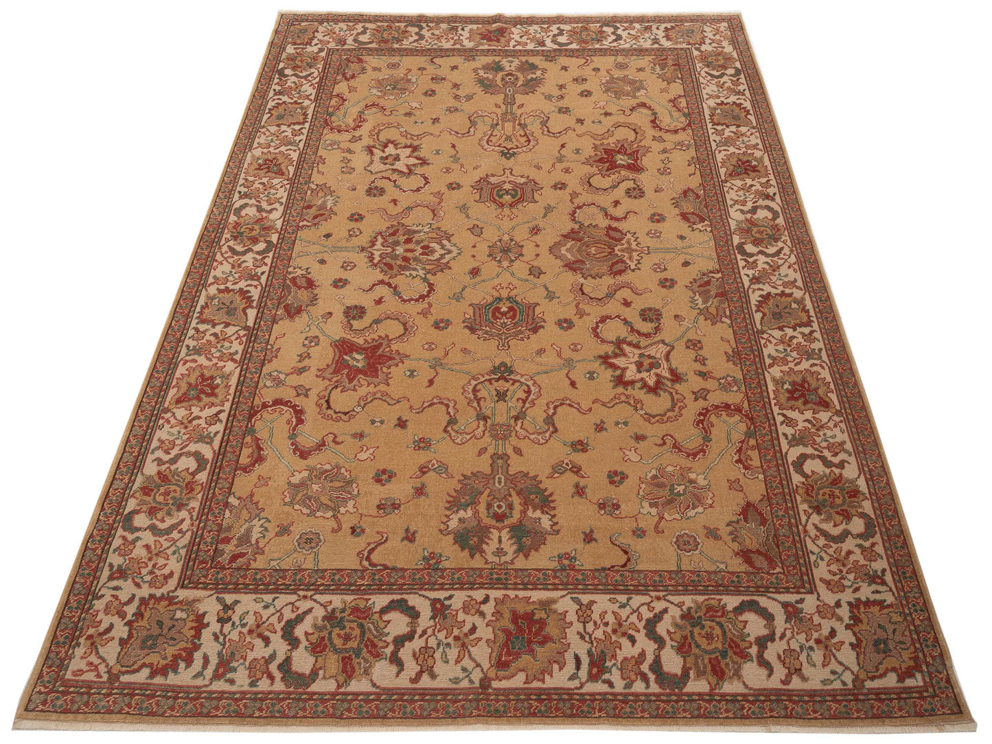 Antiqua Loom Gold Ivory 8.1x10.3 Hand Knotted Rug