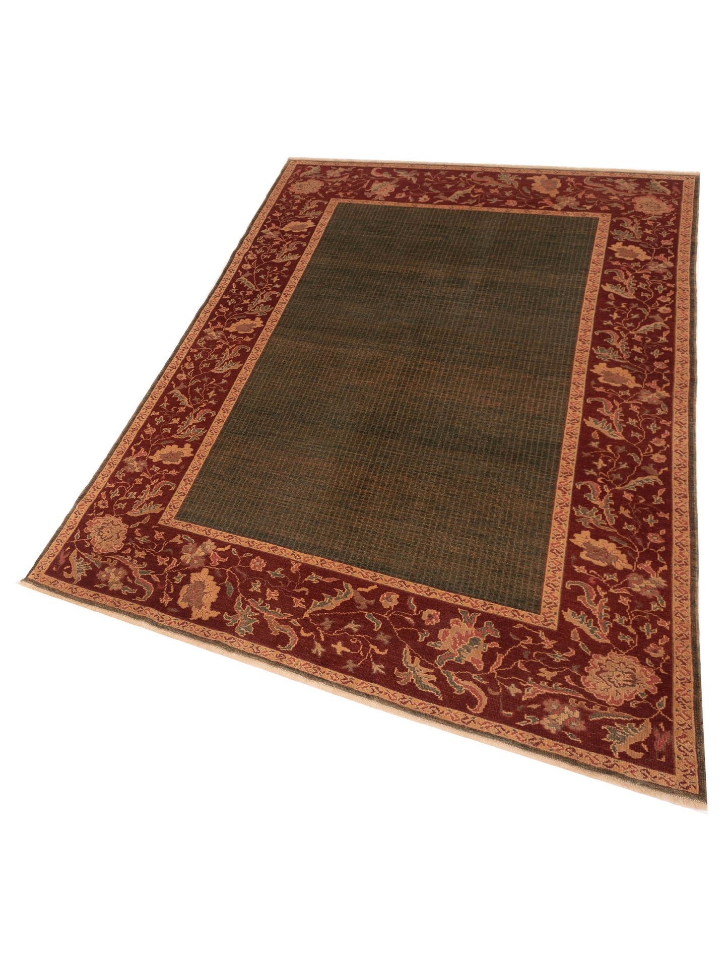 Antiqua Loom Green Red 6.9x9.8 Hand Knotted Rug