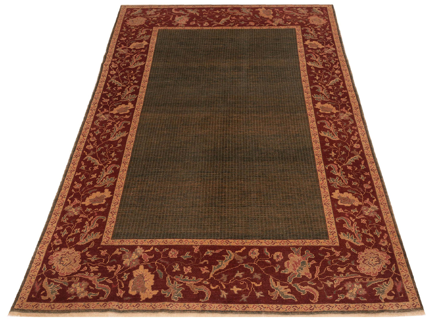 Antiqua Loom Green Red 6.9x9.8 Hand Knotted Rug