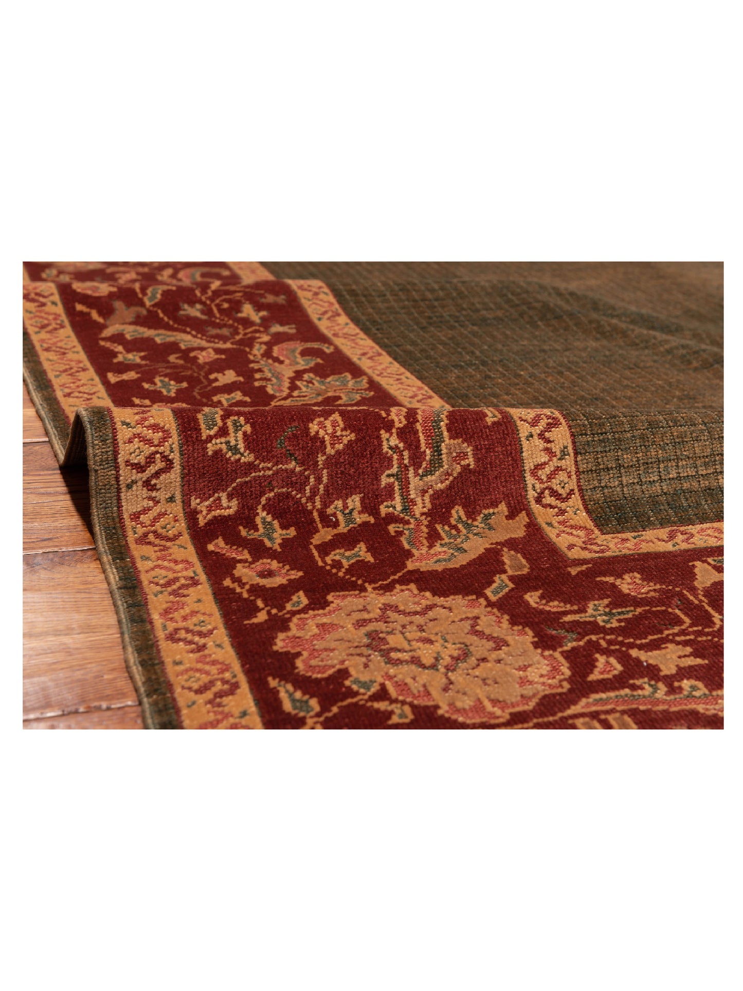 Antiqua Loom Green Red 6.9x9.8 Hand Knotted Rug