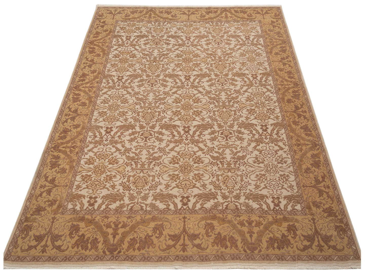 Antiqua Loom Ivory Gold 8.1x10.3 Hand Knotted Rug