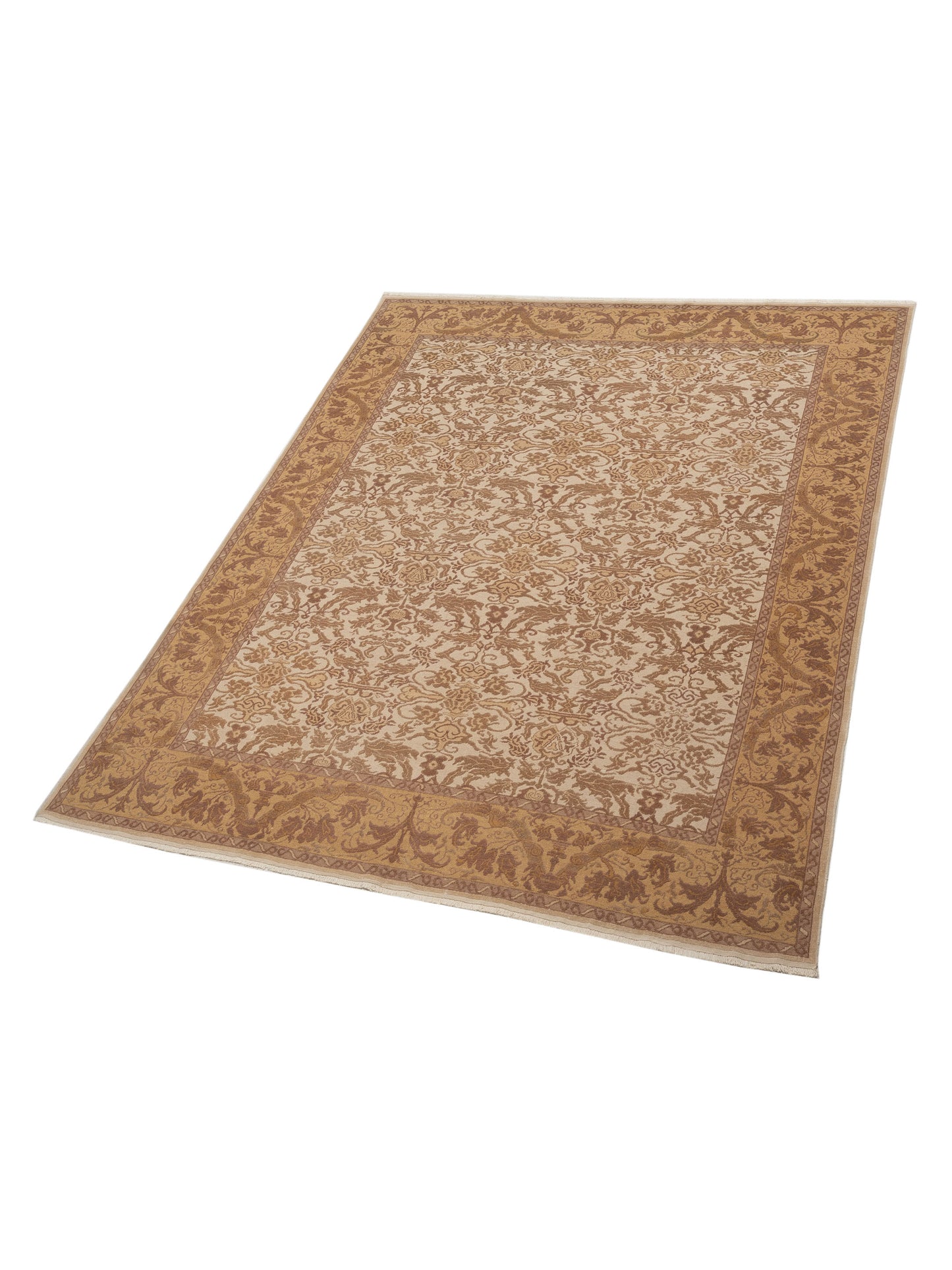 Antiqua Loom Ivory Gold 8.1x10.3 Hand Knotted Rug