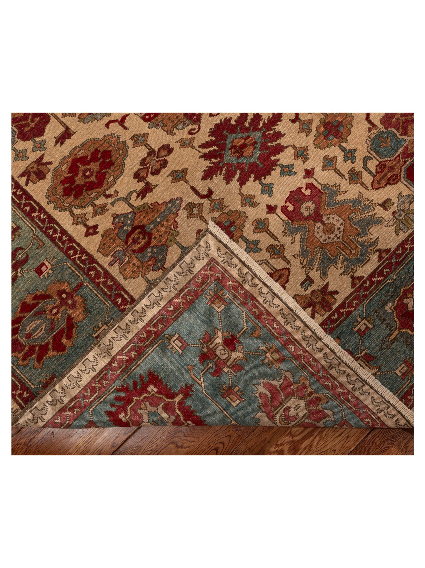 Antiqua Loom Ivory Green 7.6x9.11 Hand Knotted Rug