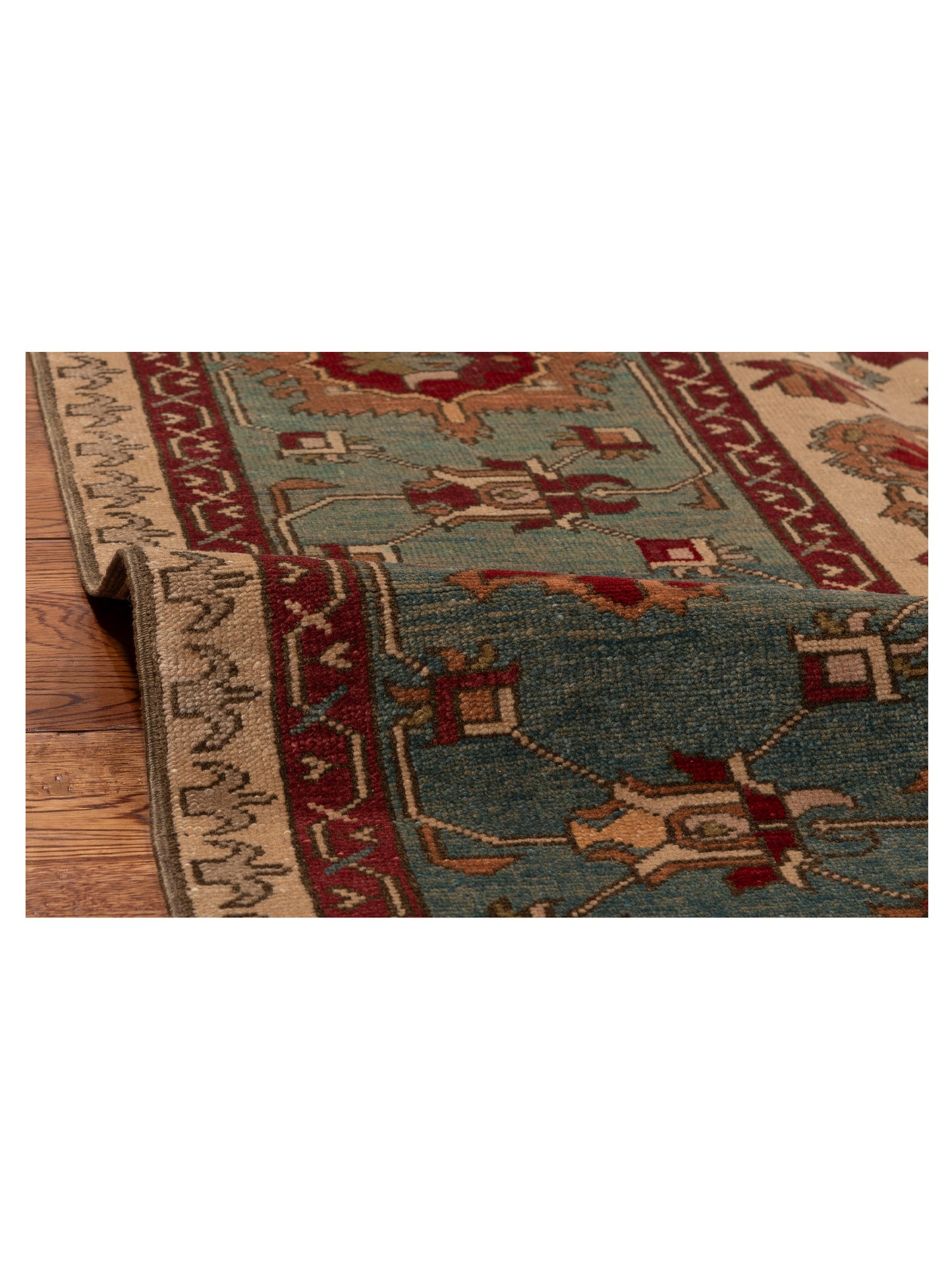 Antiqua Loom Ivory Green 7.6x9.11 Hand Knotted Rug
