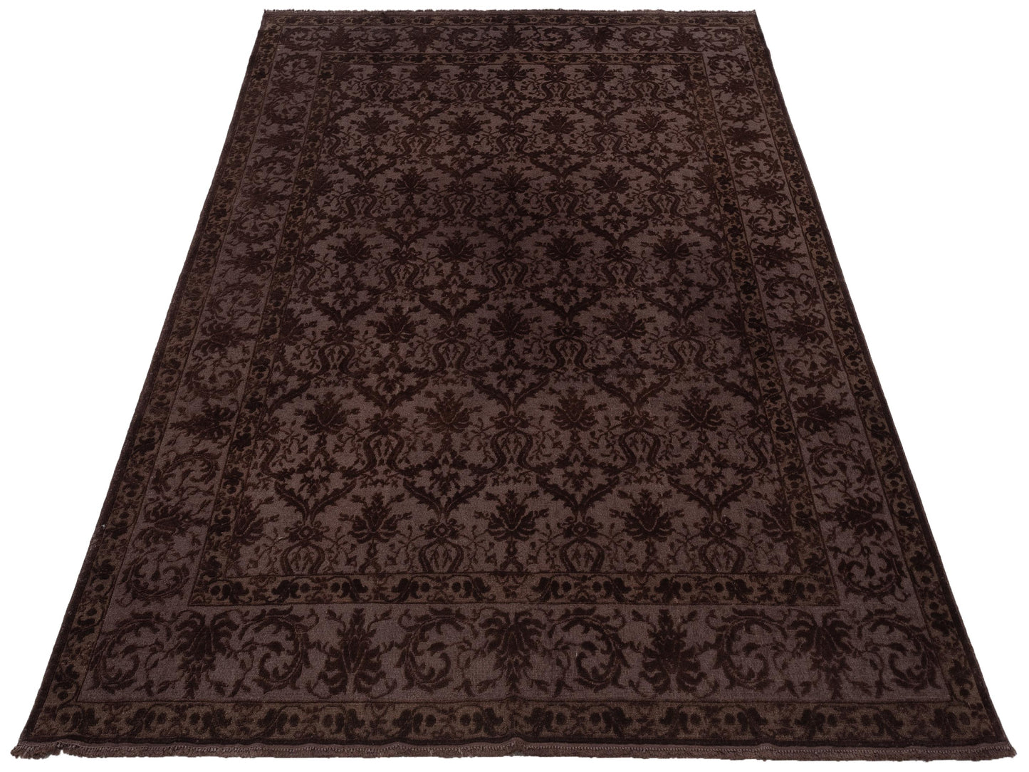 Vintage Dark Brown 8.2x10.7 Hand Knotted Rug