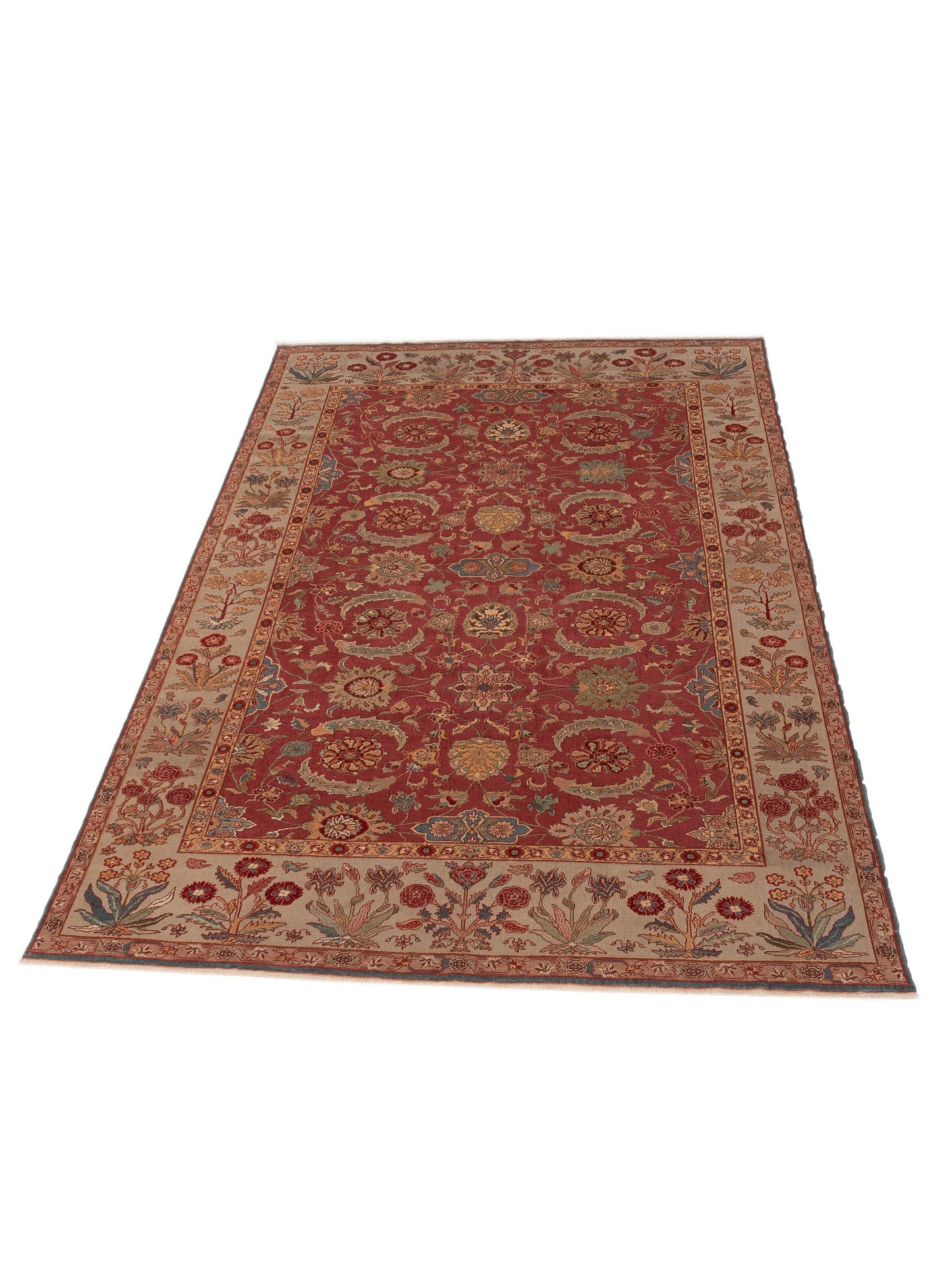 Antiqua Loom Red Cream 9.4x13.3 Hand Knotted Rug