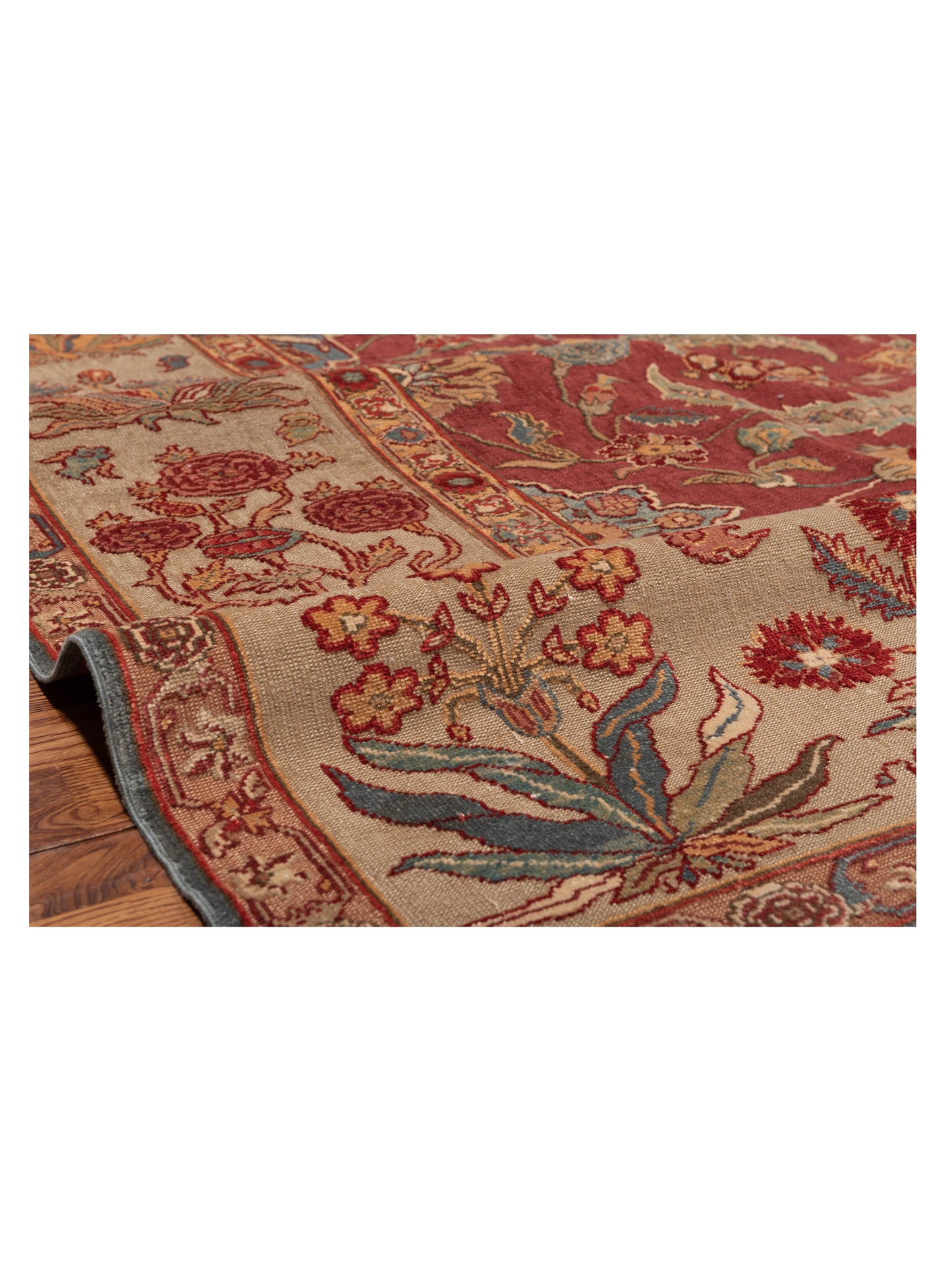 Antiqua Loom Red Cream 9.4x13.3 Hand Knotted Rug