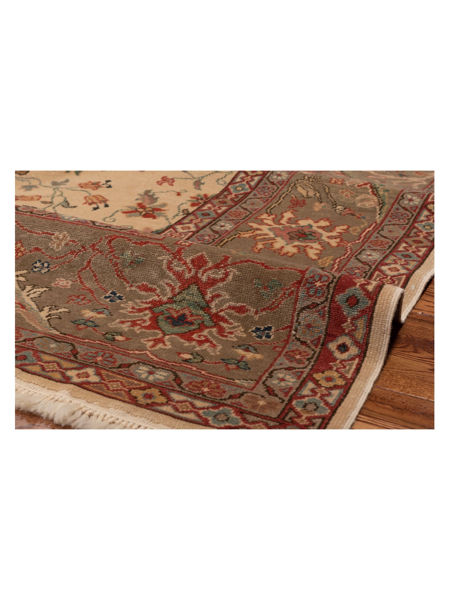 Antiqua Loom Ivory Green 10x12.5 Hand Knotted Rug