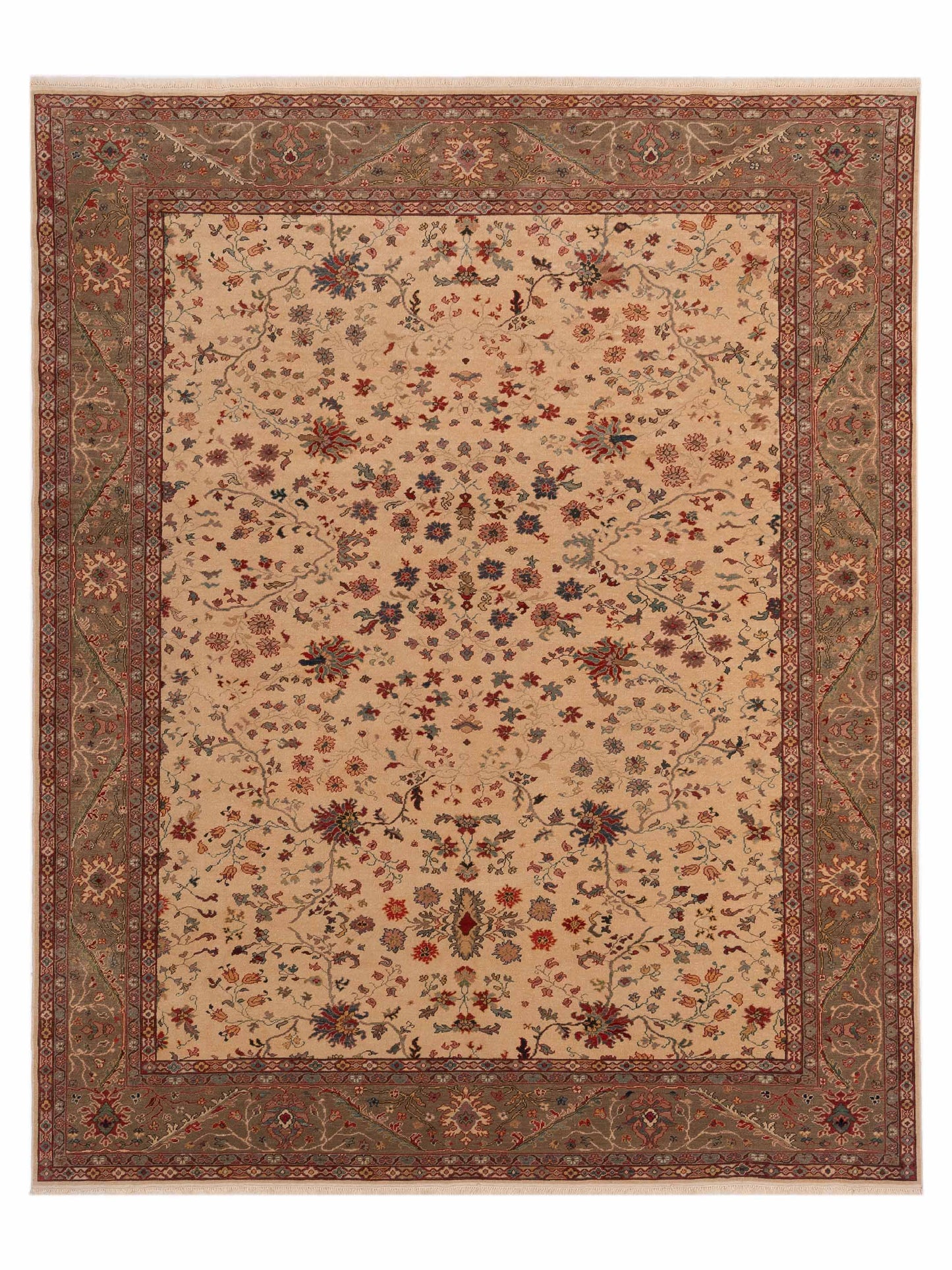 Pasha Antique Loom  Ivory Green Traditional