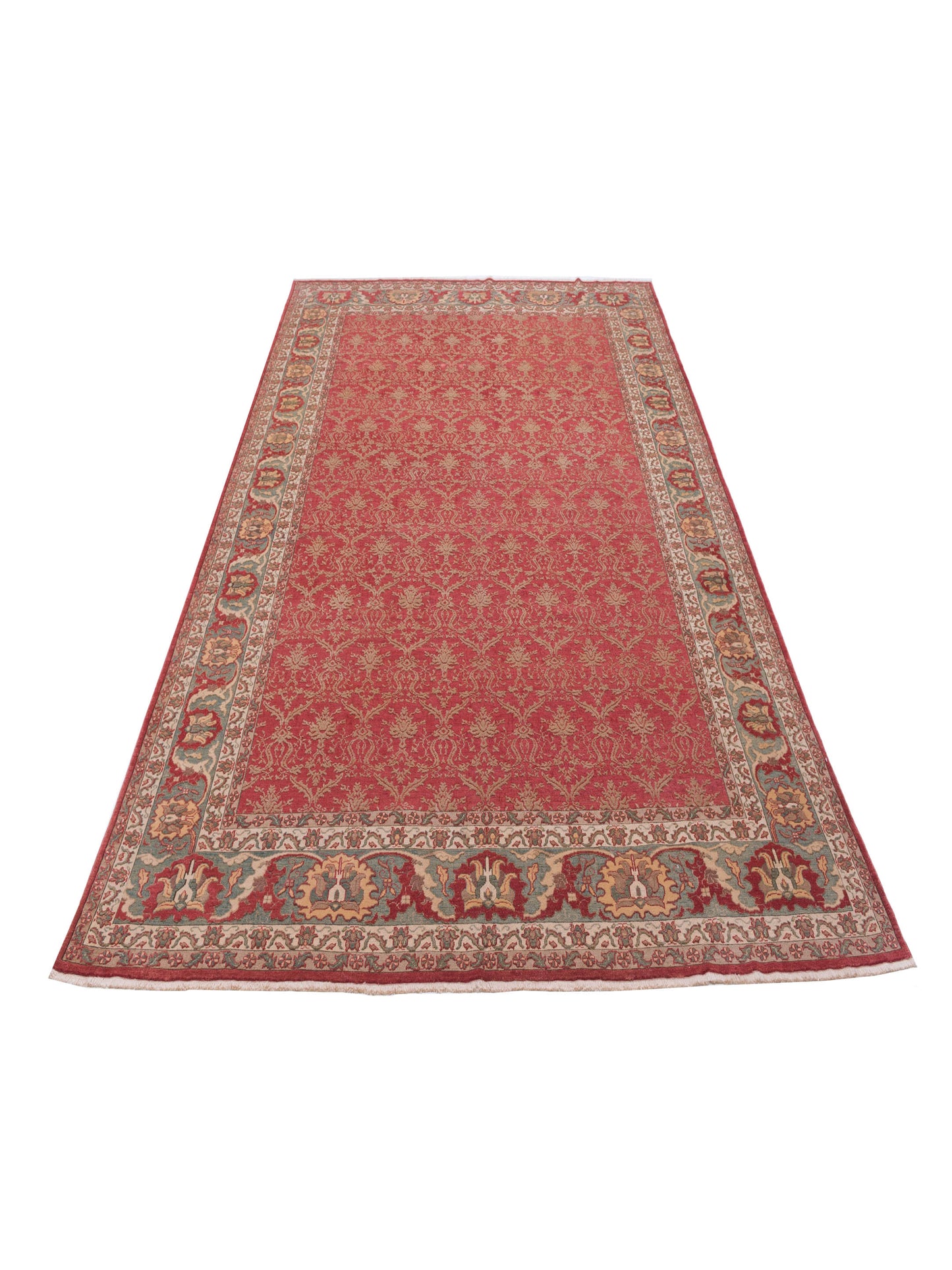 Antiqua Loom Rust Sage Green 10.2x13.10 Hand Knotted Rug