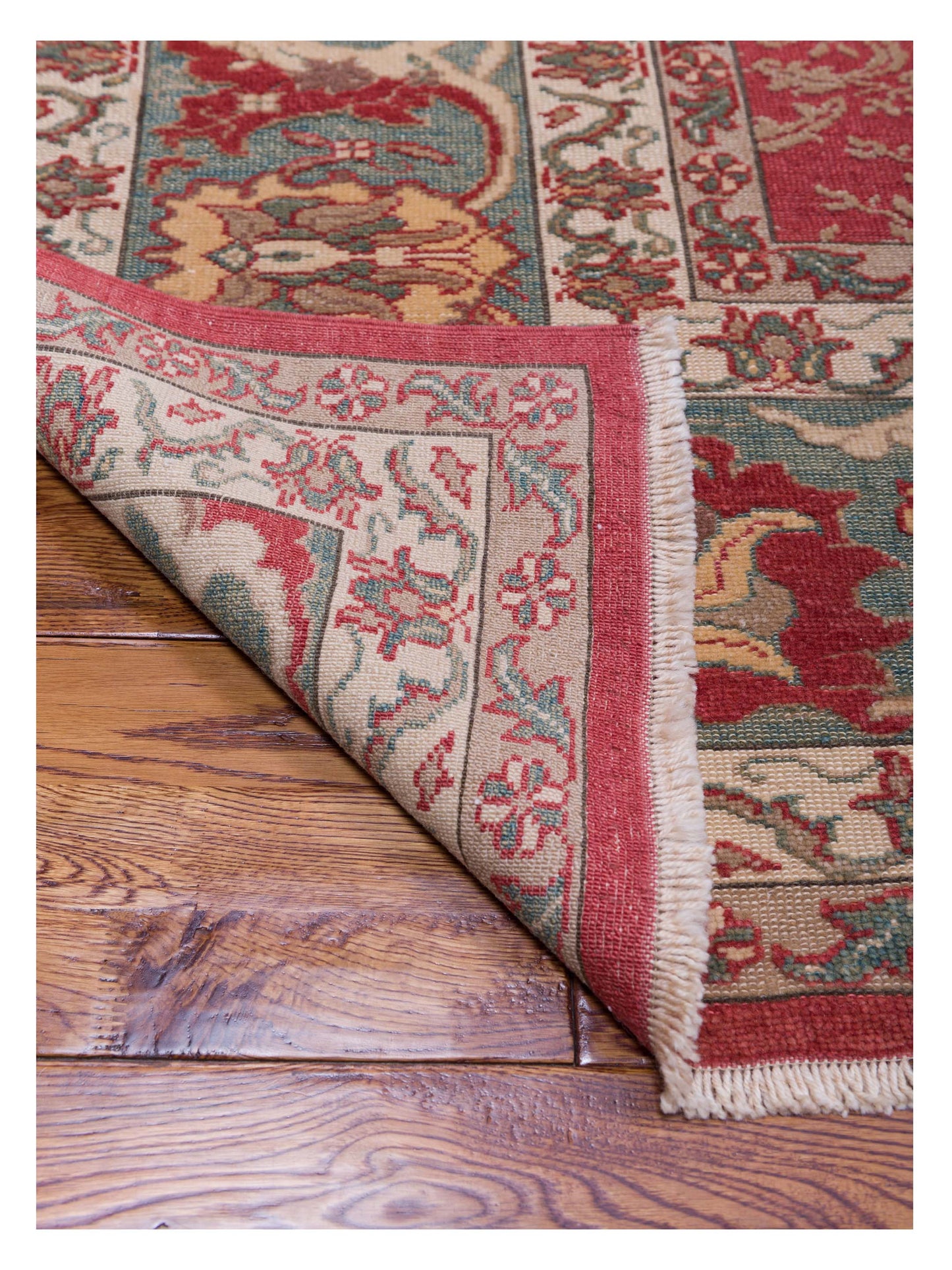 Antiqua Loom Rust Sage Green 10.2x13.10 Hand Knotted Rug