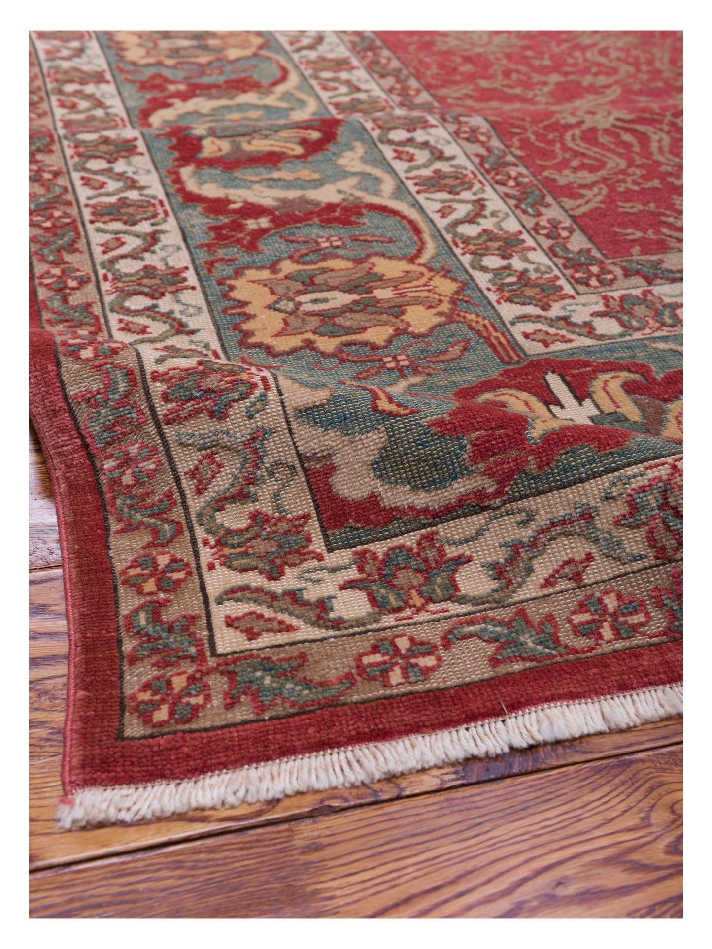 Antiqua Loom Rust Sage Green 10.2x13.10 Hand Knotted Rug