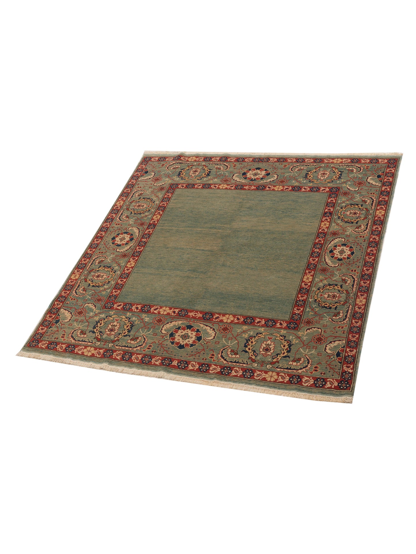 Antiqua Loom Green 6.9x6.10 Hand Knotted Rug