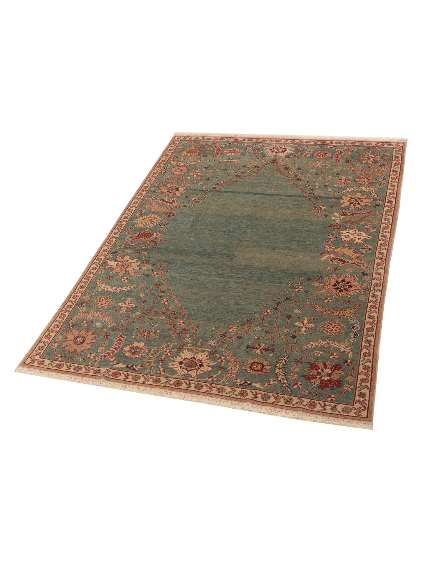 Antiqua Loom Green 6.9x8.5 Hand Knotted Rug