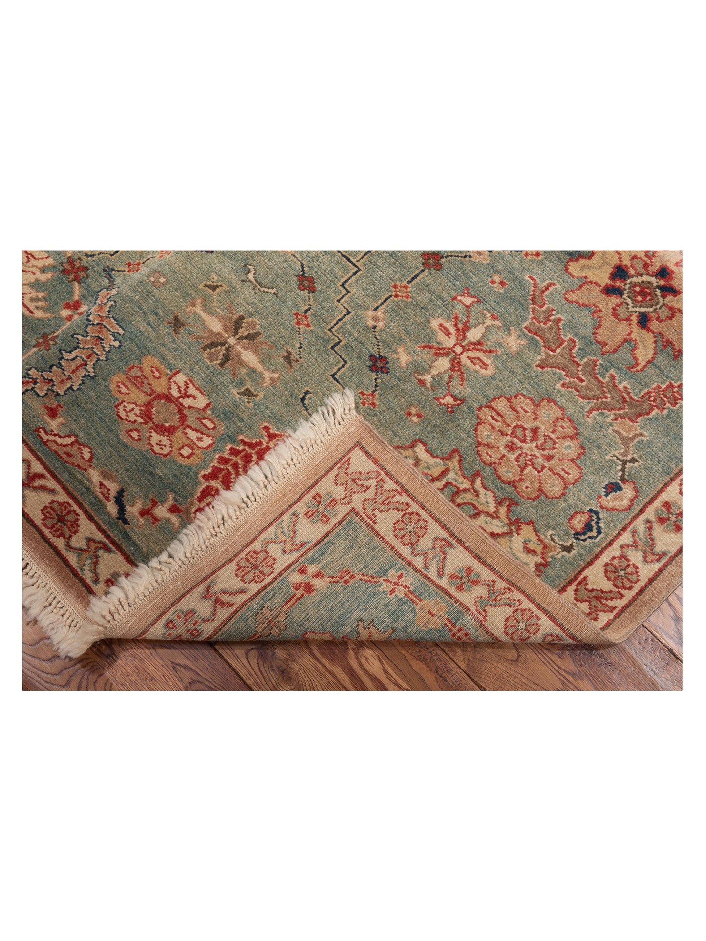 Antiqua Loom Green 6.9x8.5 Hand Knotted Rug
