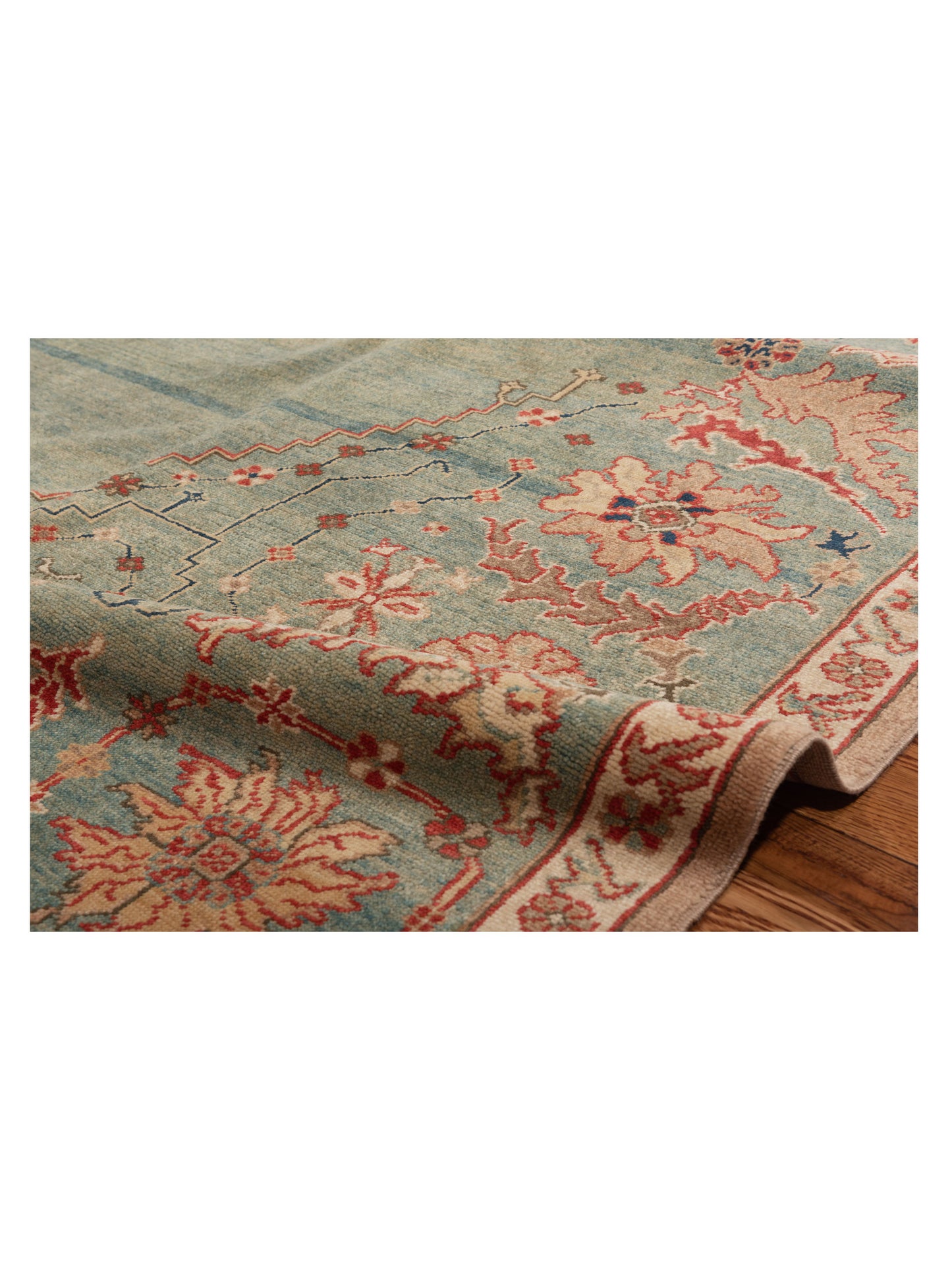 Antiqua Loom Green 6.9x8.5 Hand Knotted Rug