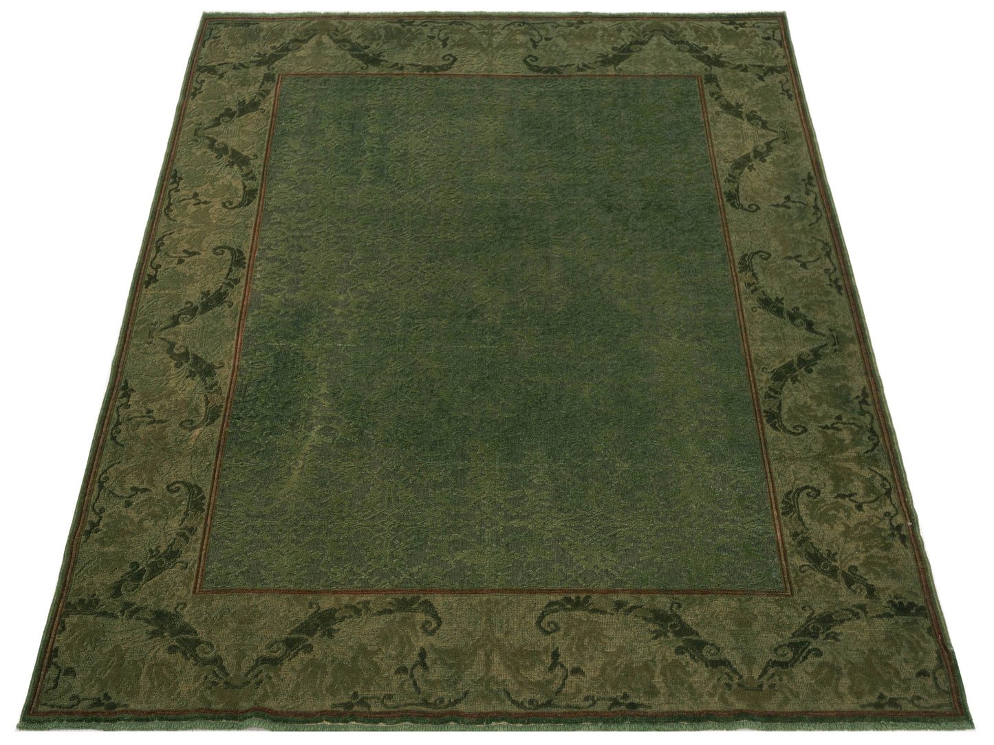Vintage Green 6.10x8.1 Hand Knotted Rug