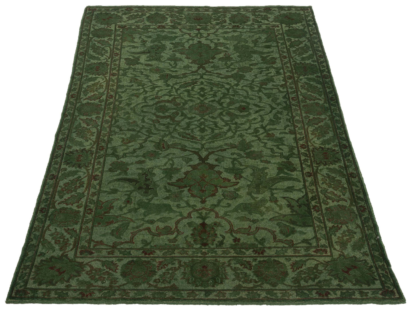Vintage Green 6.4x9.4 Hand Knotted Rug