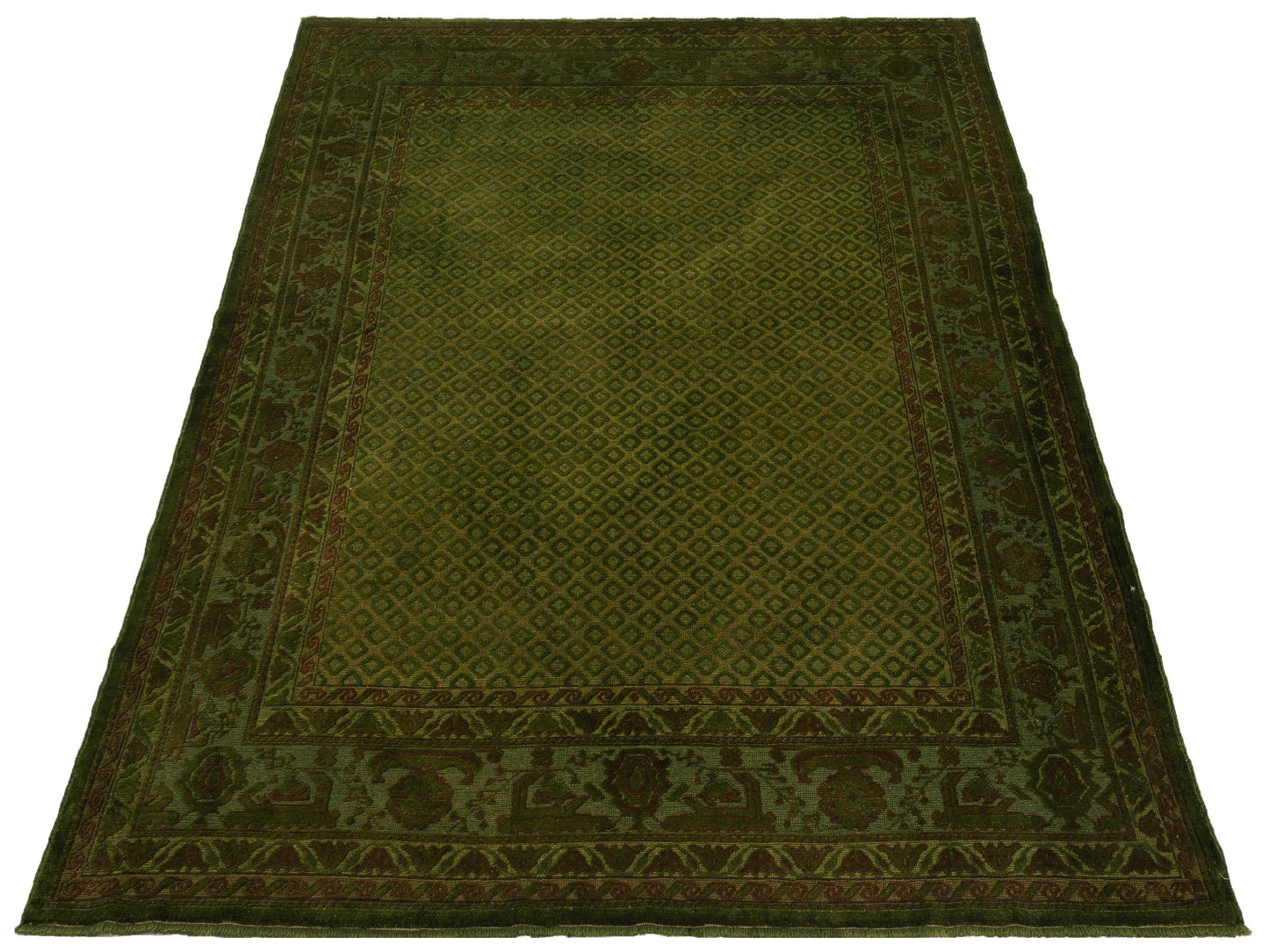 Vintage Green 6.6x8 Hand Knotted Rug