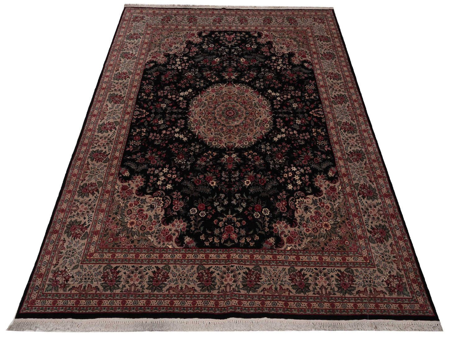 Artalya Black Beige 7.8x10.1 Hand Knotted Rug
