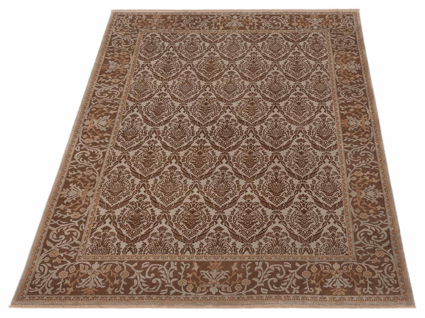 Defnera Silver Brown 9.4x11.10 Hand Knotted Rug