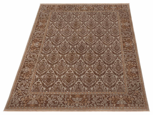 Defnera Silver Brown 9.4x11.10 Hand Knotted Rug