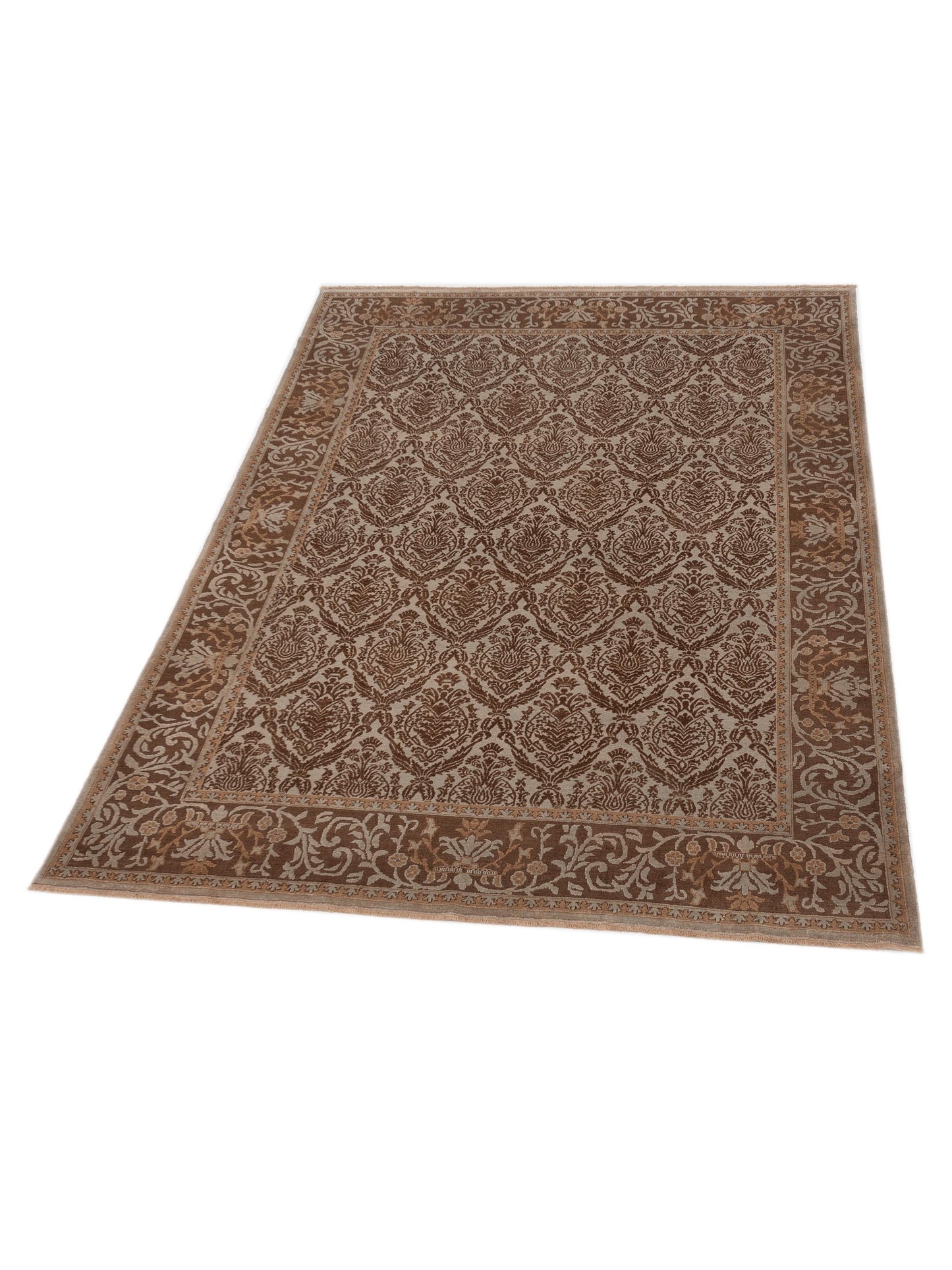 Defnera Silver Brown 9.4x11.10 Hand Knotted Rug