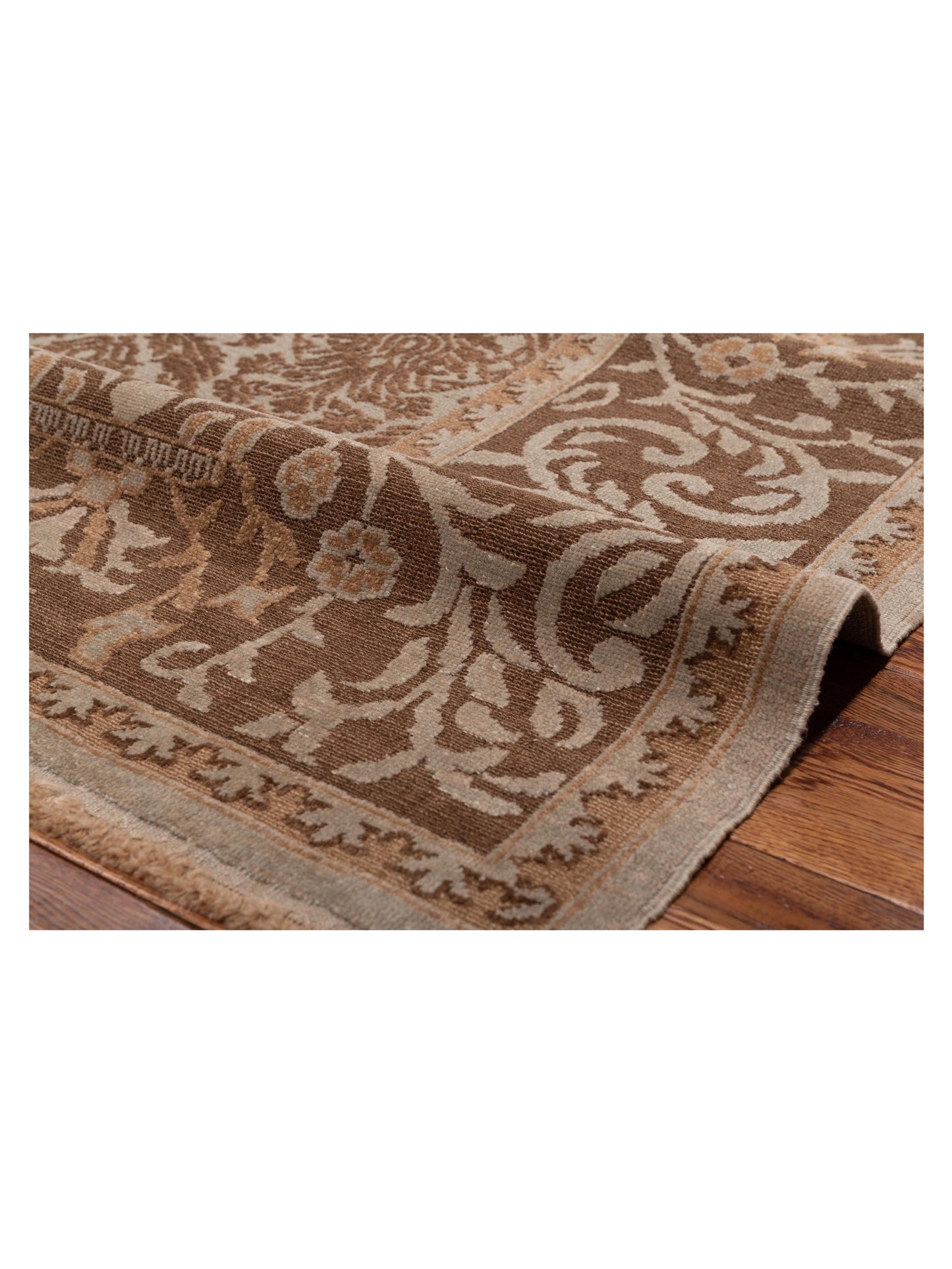 Defnera Silver Brown 9.4x11.10 Hand Knotted Rug