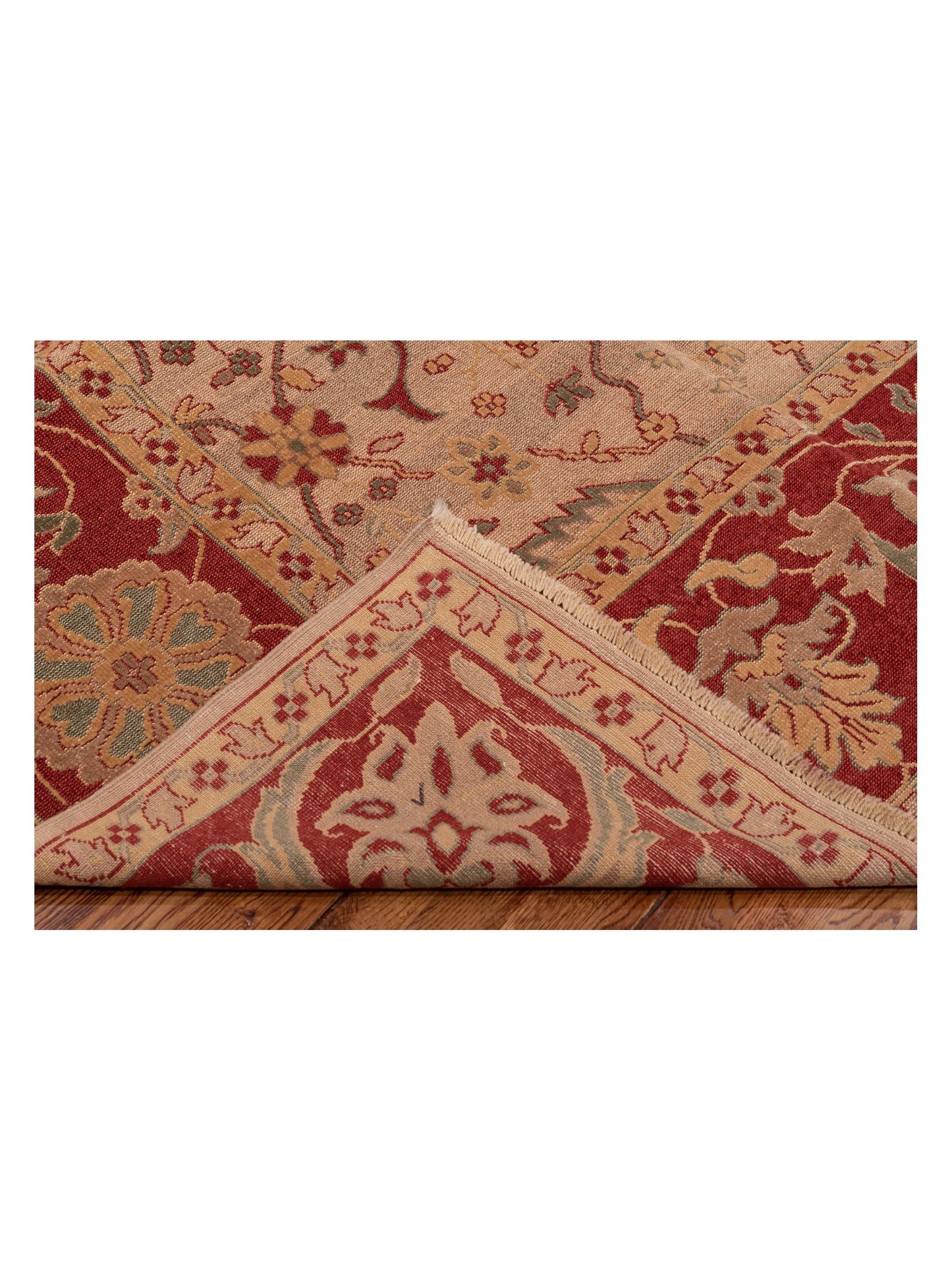 Antiqua Loom Taupe Red 9.4x12.2 Hand Knotted Rug
