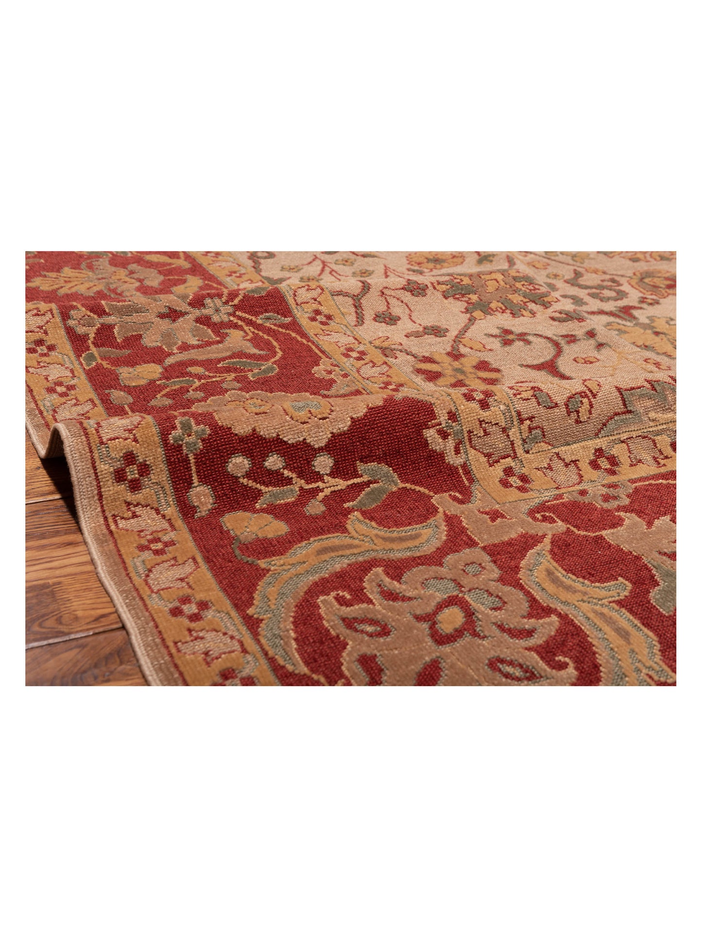 Antiqua Loom Taupe Red 9.4x12.2 Hand Knotted Rug