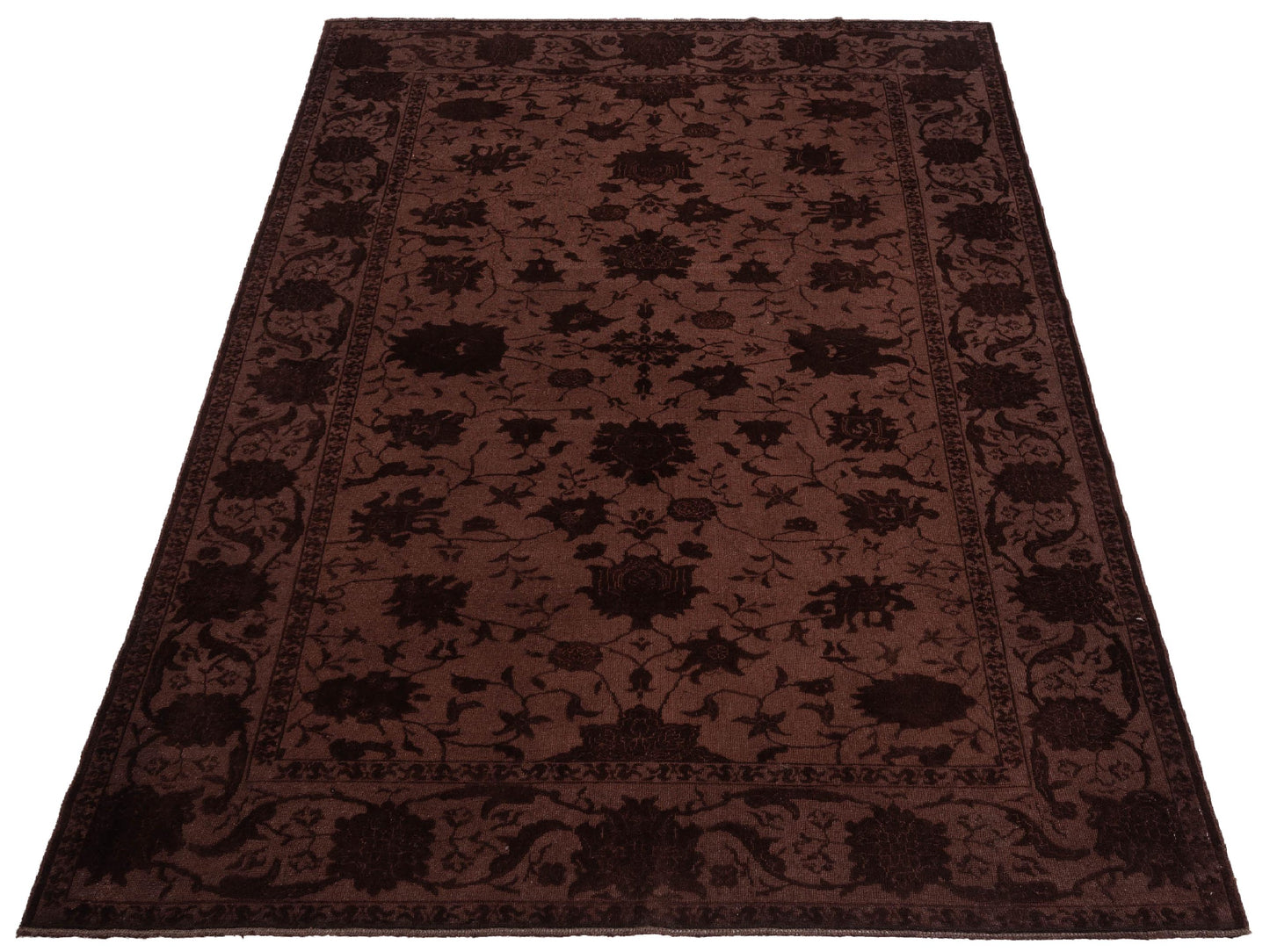 Vintage Dark Brown 6.8x9.1 Hand Knotted Rug