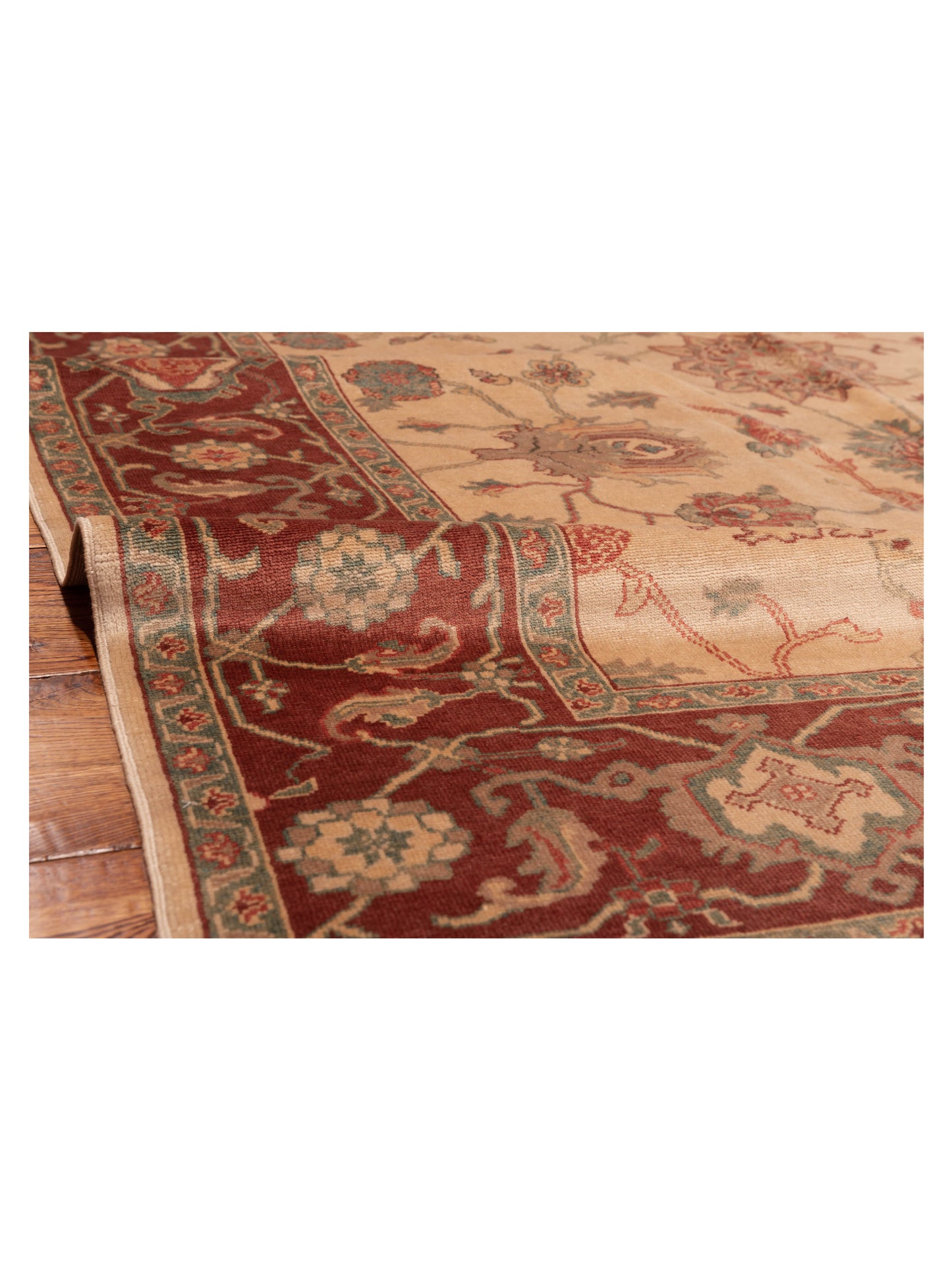 Antiqua Loom Beige Burgundy 6.10x9.9 Hand Knotted Rug
