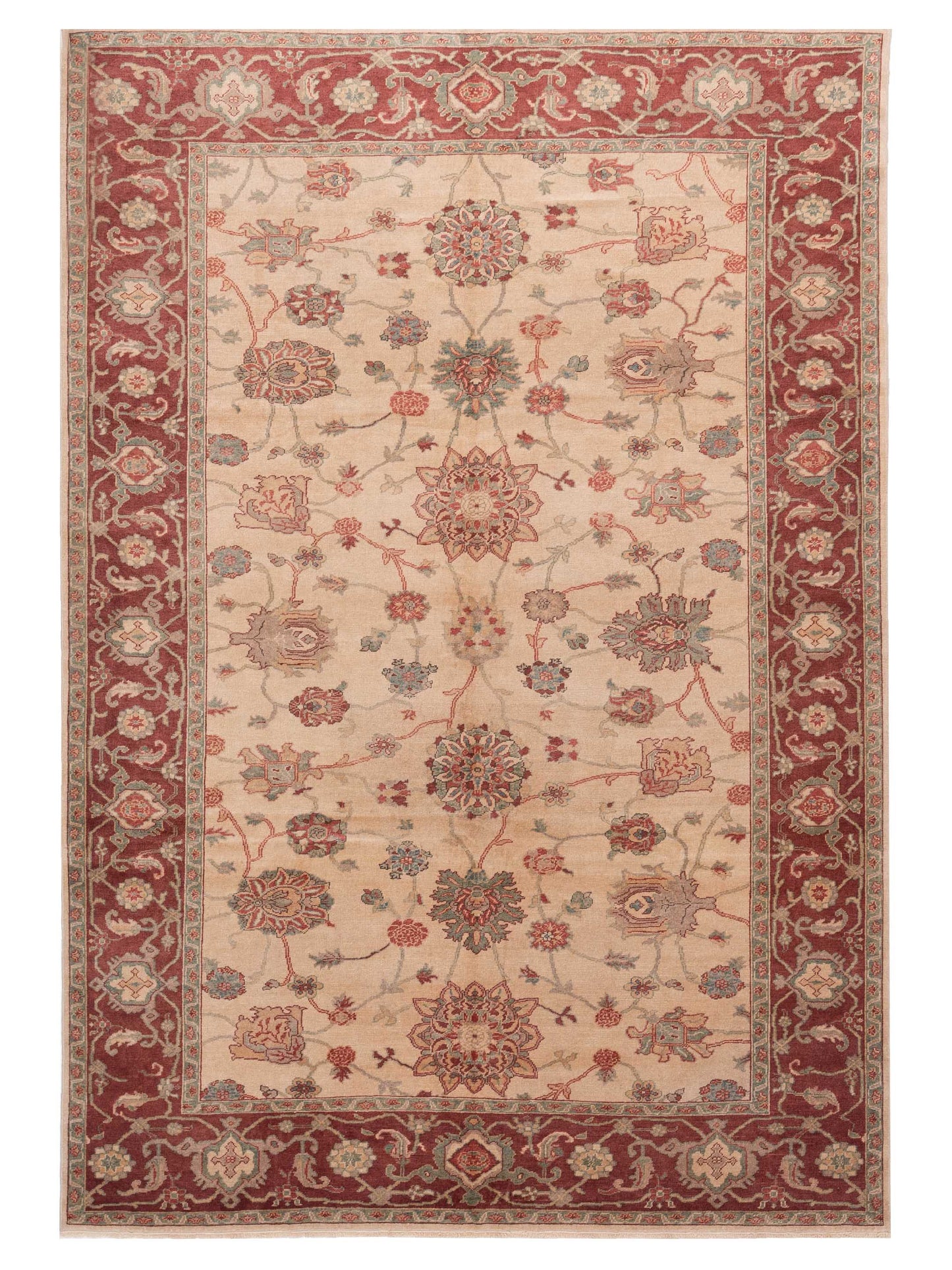 Pasha Antique Loom  Beige Burgundy Traditional