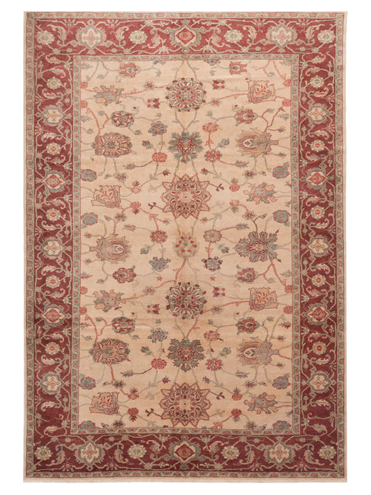 Pasha Antique Loom  Beige Burgundy Traditional