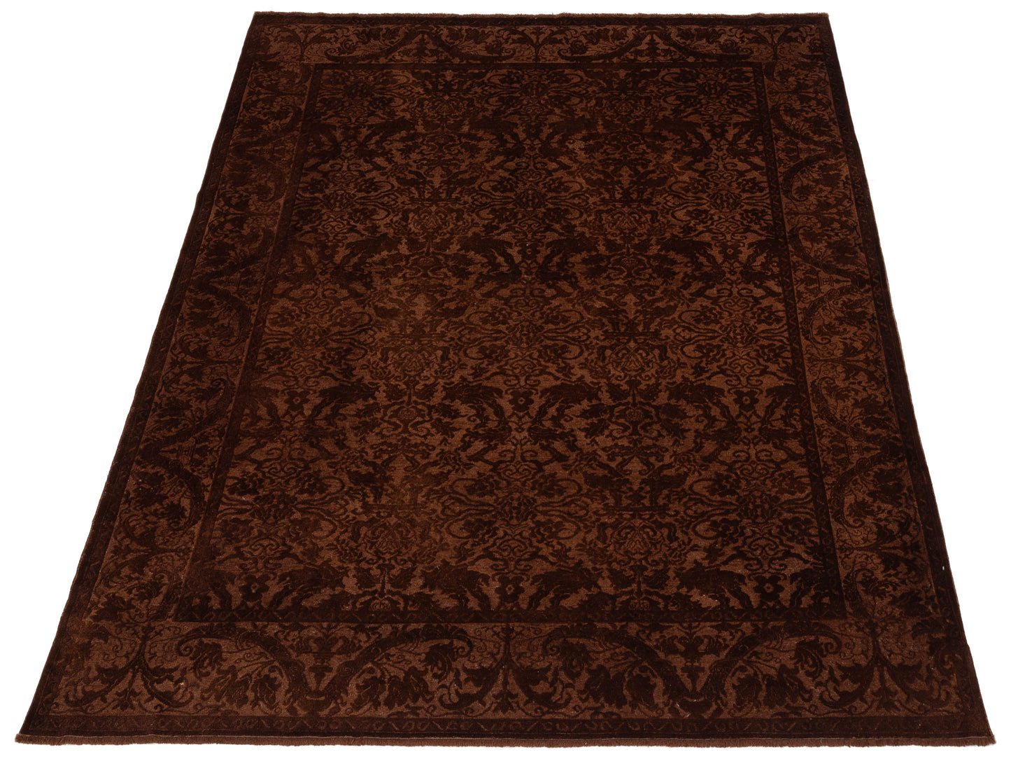 Vintage Dark Brown 8.3x10.1 Hand Knotted Rug