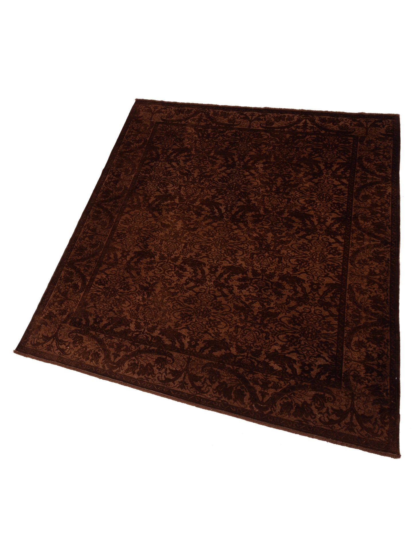Vintage Dark Brown 8.3x10.1 Hand Knotted Rug