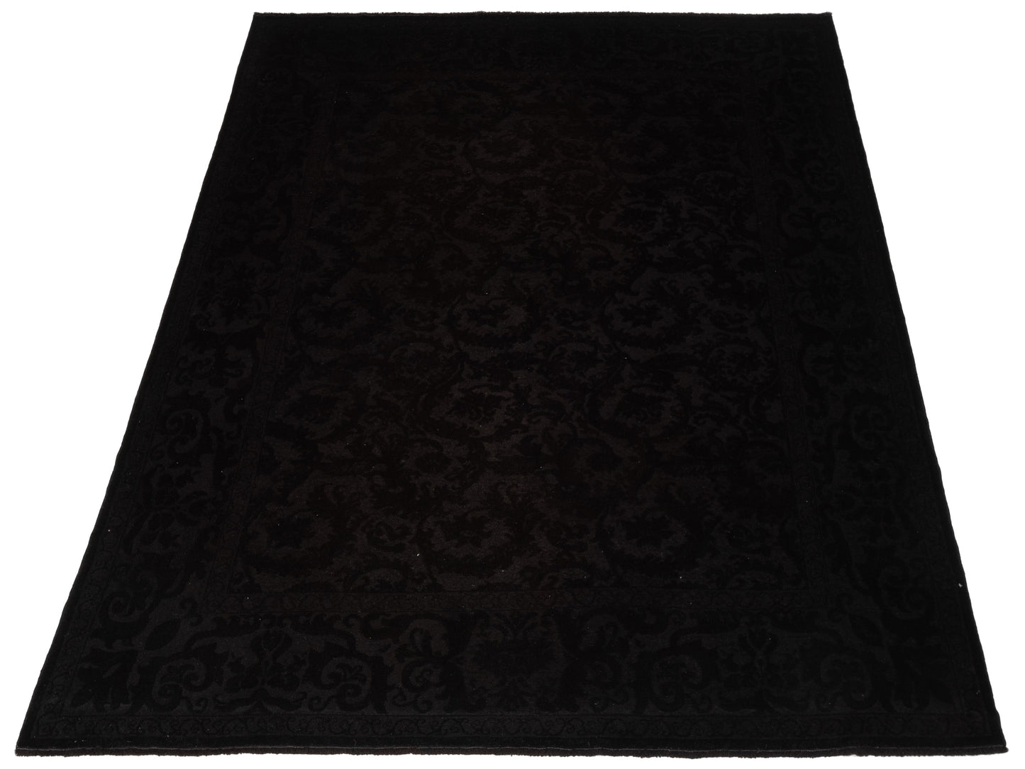 Vintage Black 8.3x10.1 Hand Knotted Rug